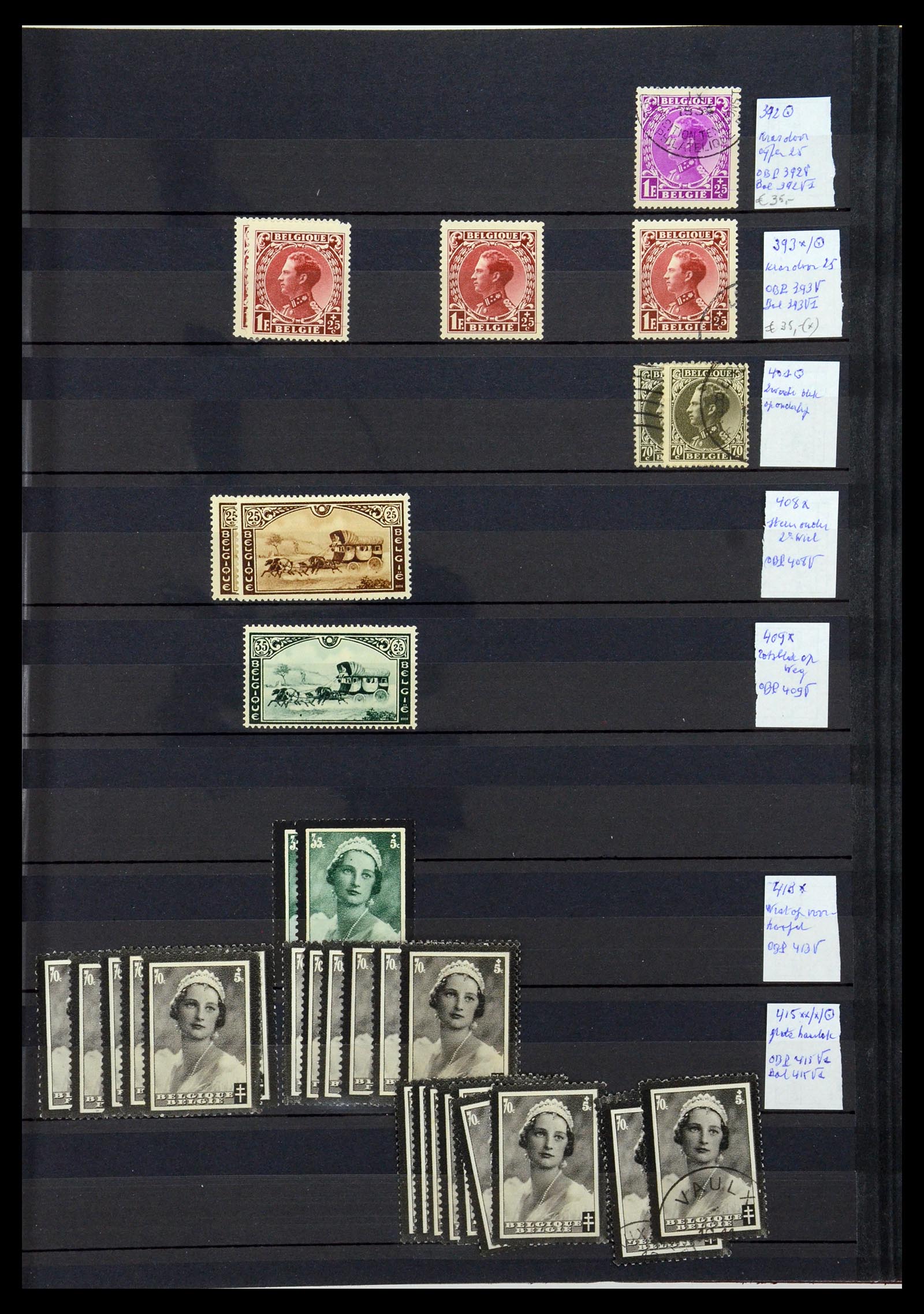 35915 021 - Postzegelverzameling 35915 België plaatfouten 1910-1951.