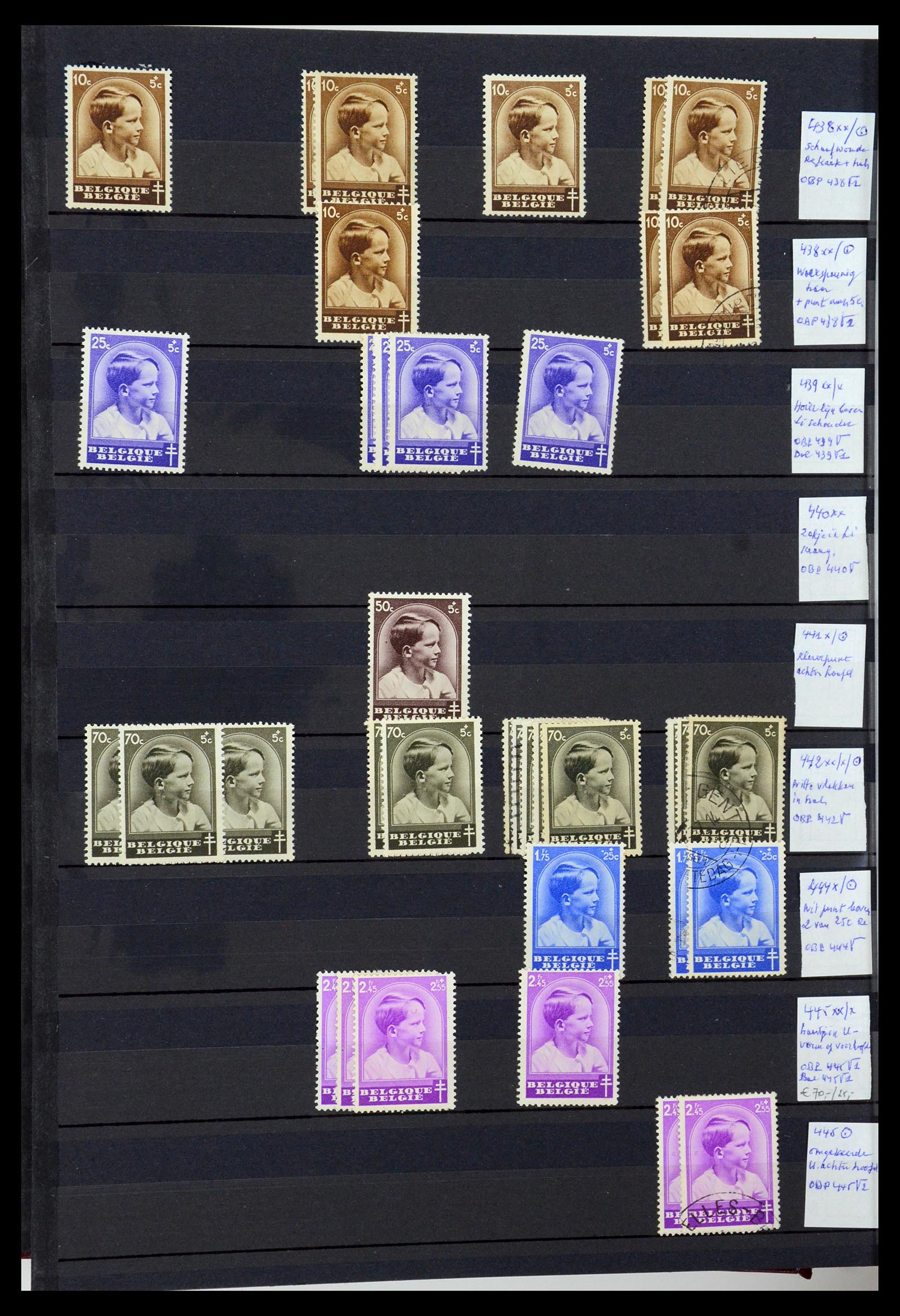 35915 024 - Postzegelverzameling 35915 België plaatfouten 1910-1951.
