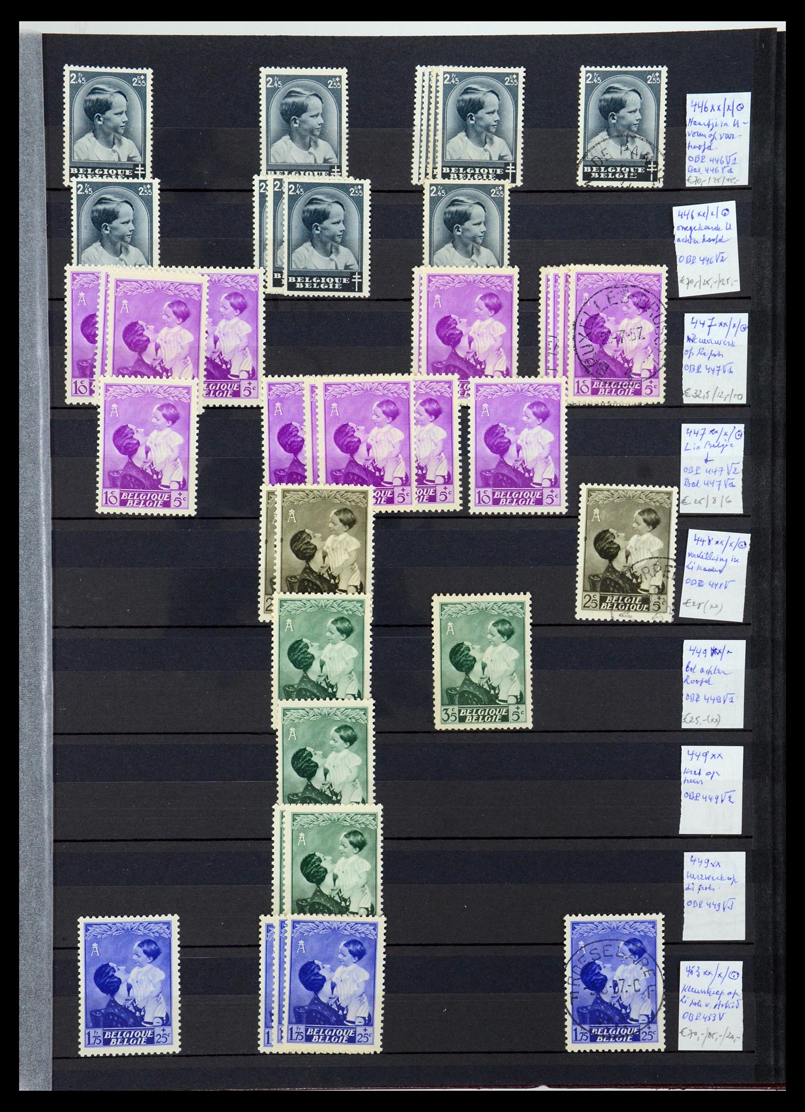 35915 025 - Postzegelverzameling 35915 België plaatfouten 1910-1951.