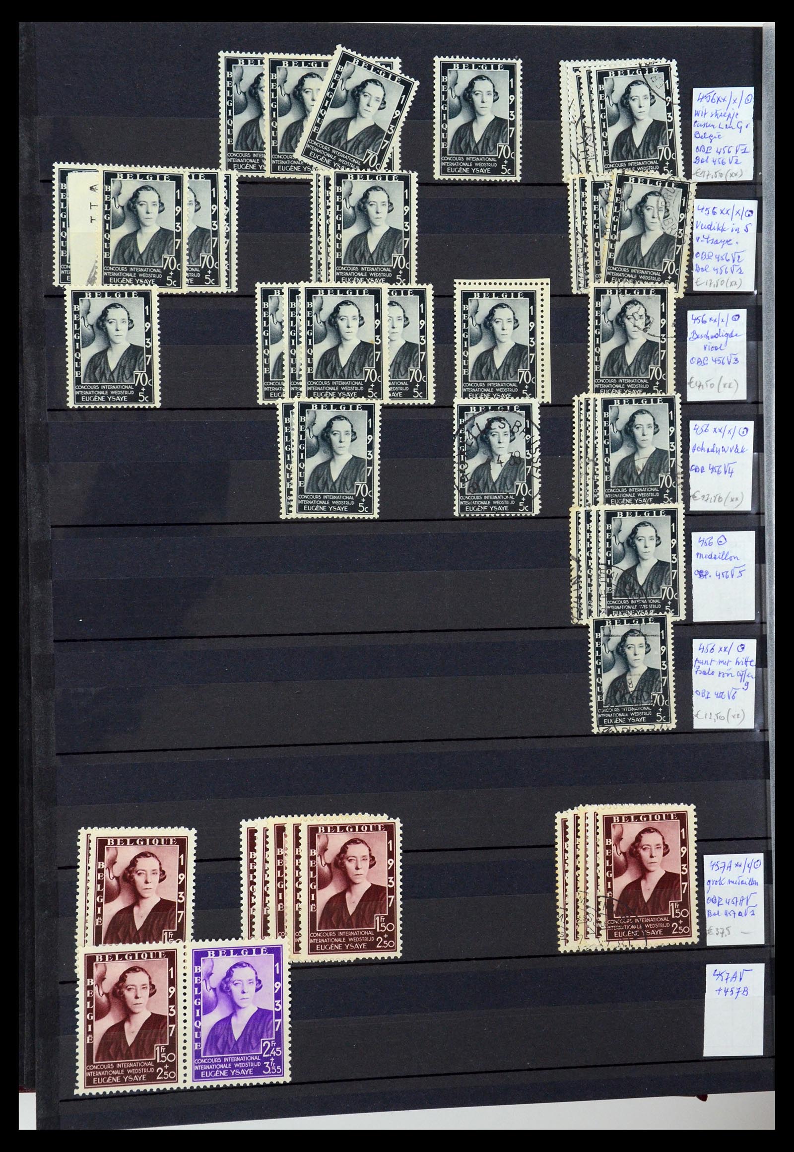 35915 026 - Postzegelverzameling 35915 België plaatfouten 1910-1951.