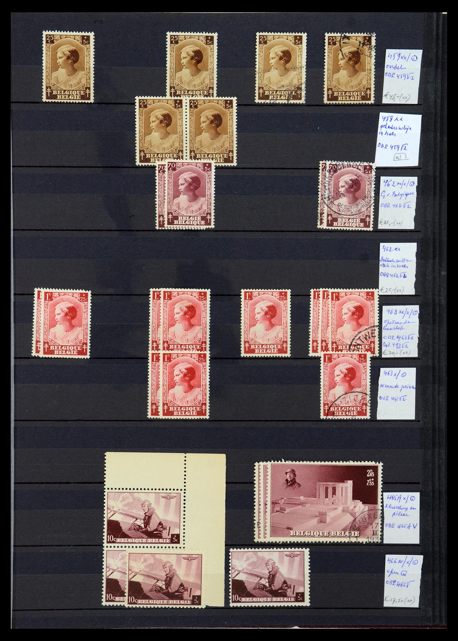 35915 027 - Postzegelverzameling 35915 België plaatfouten 1910-1951.