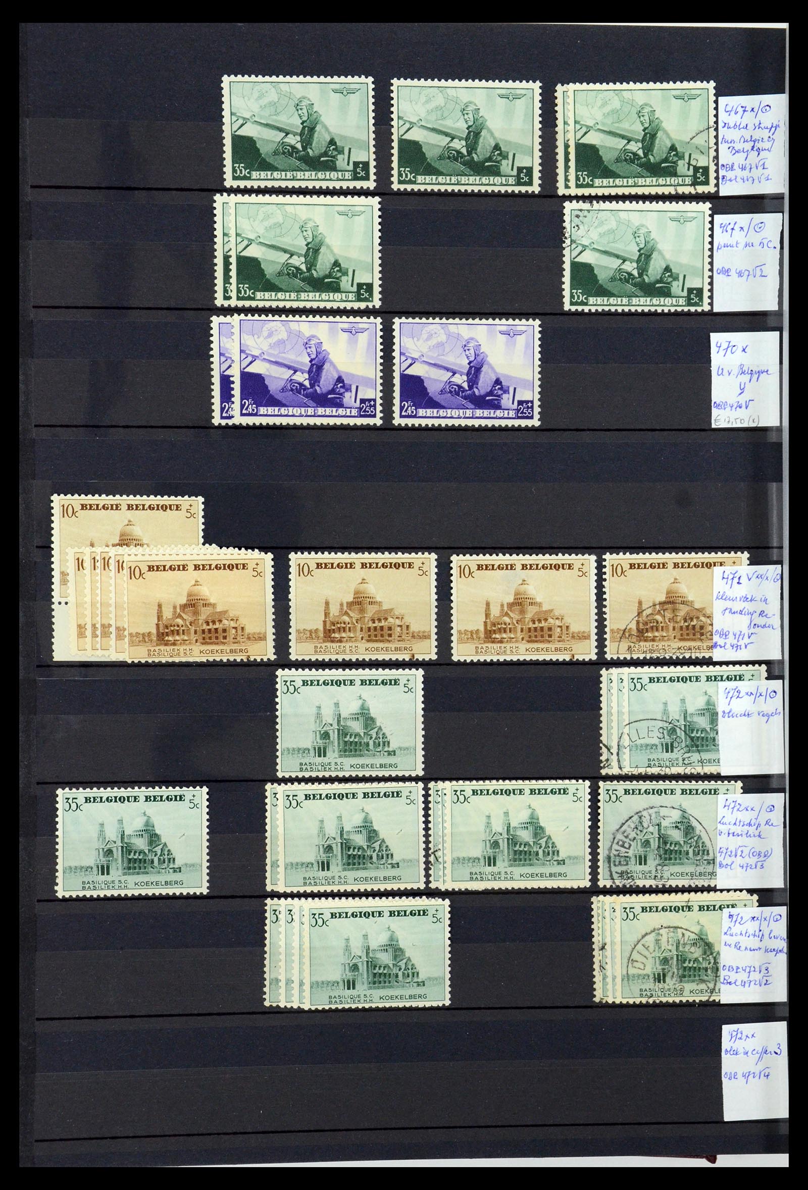 35915 028 - Postzegelverzameling 35915 België plaatfouten 1910-1951.