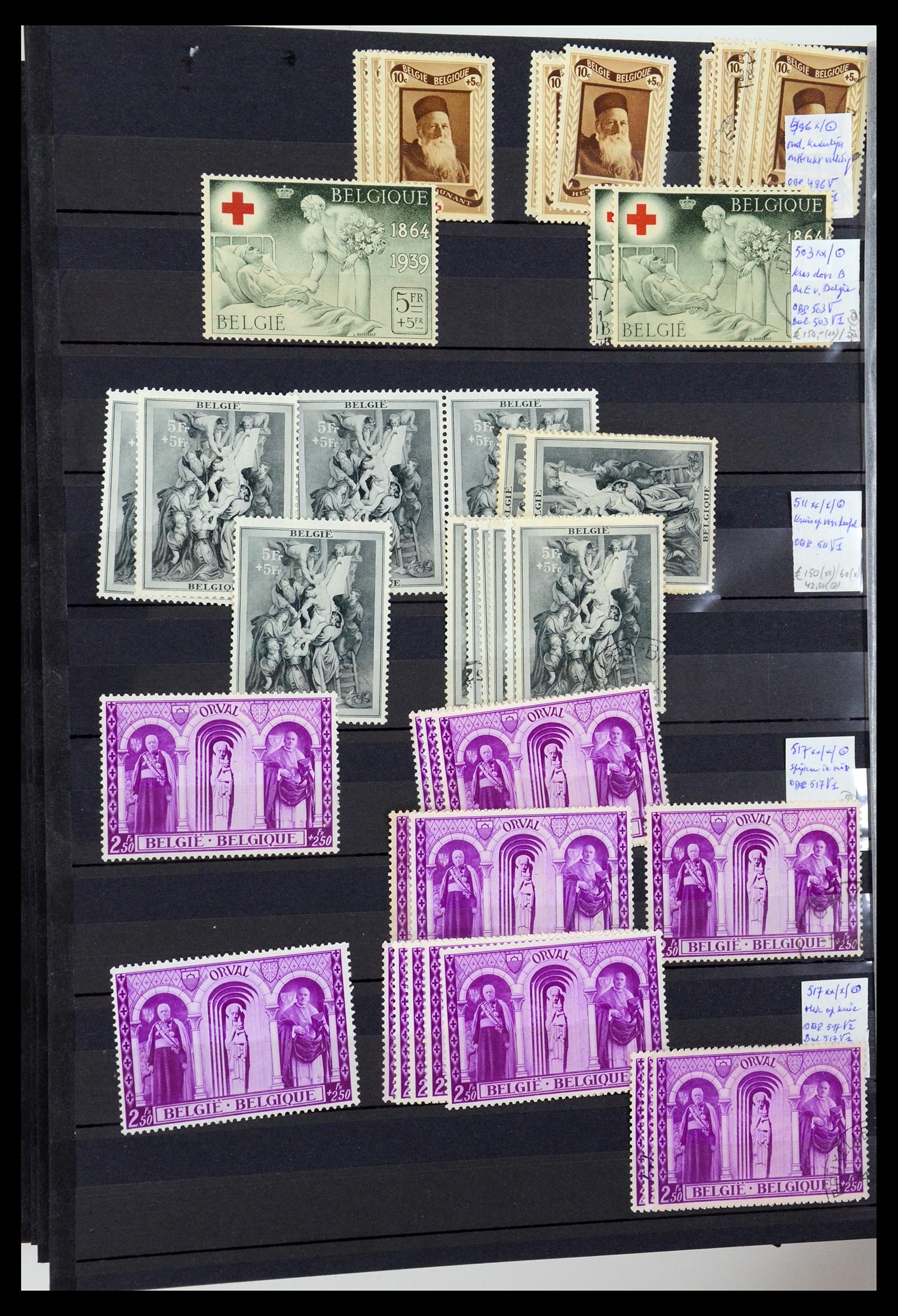 35915 032 - Postzegelverzameling 35915 België plaatfouten 1910-1951.
