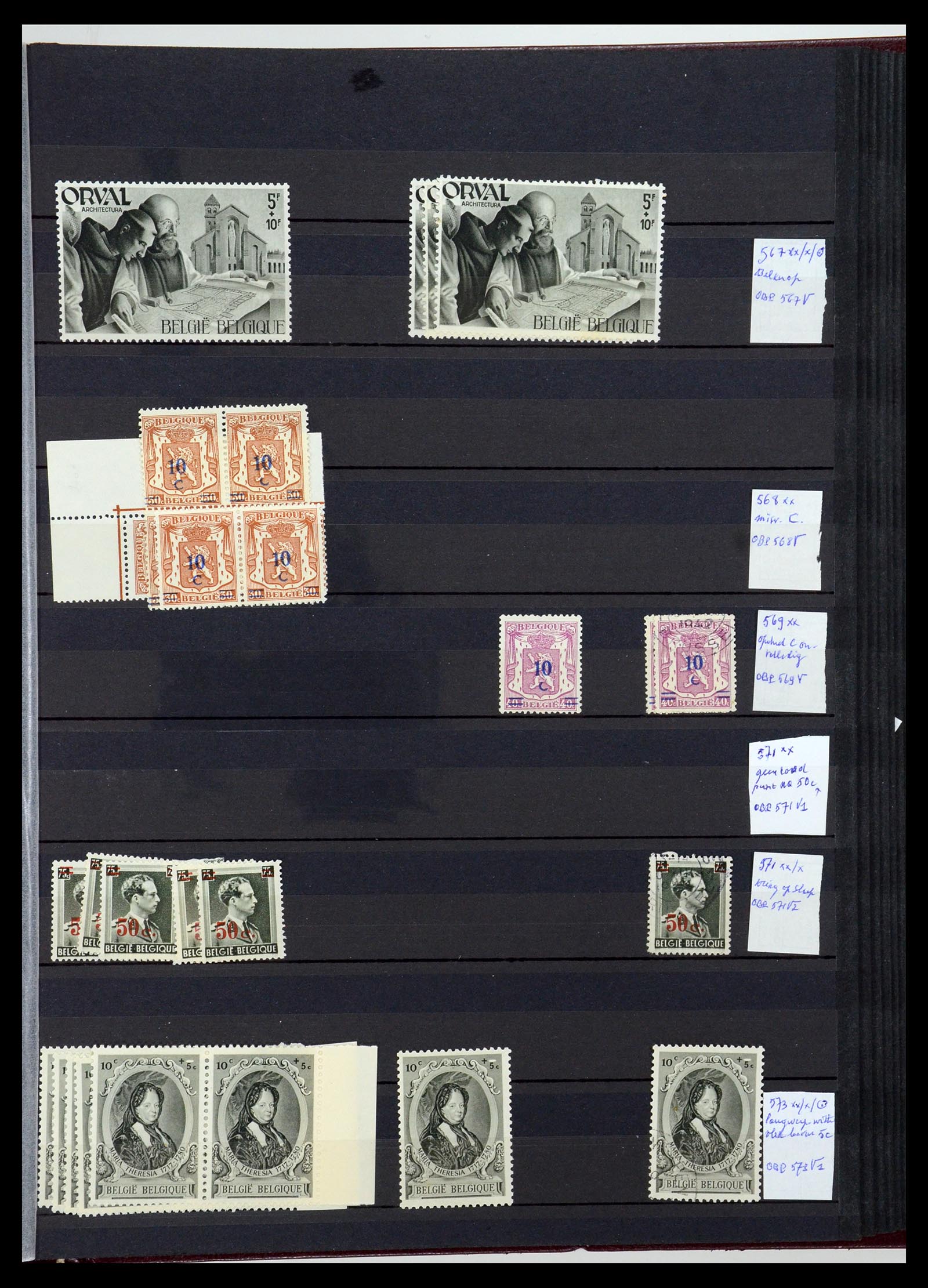 35915 037 - Postzegelverzameling 35915 België plaatfouten 1910-1951.