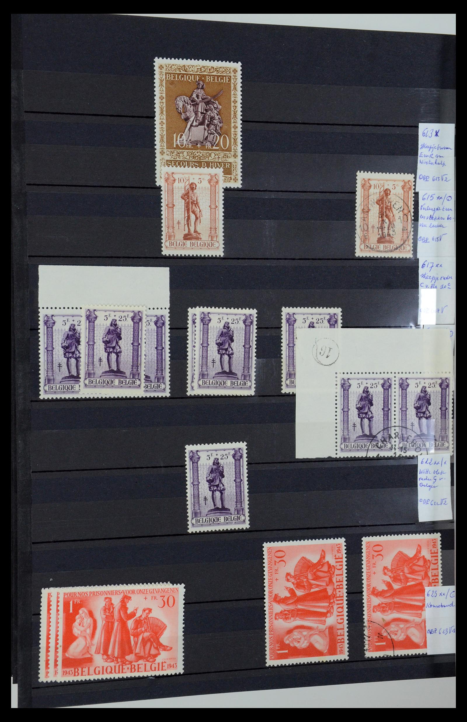 35915 042 - Postzegelverzameling 35915 België plaatfouten 1910-1951.