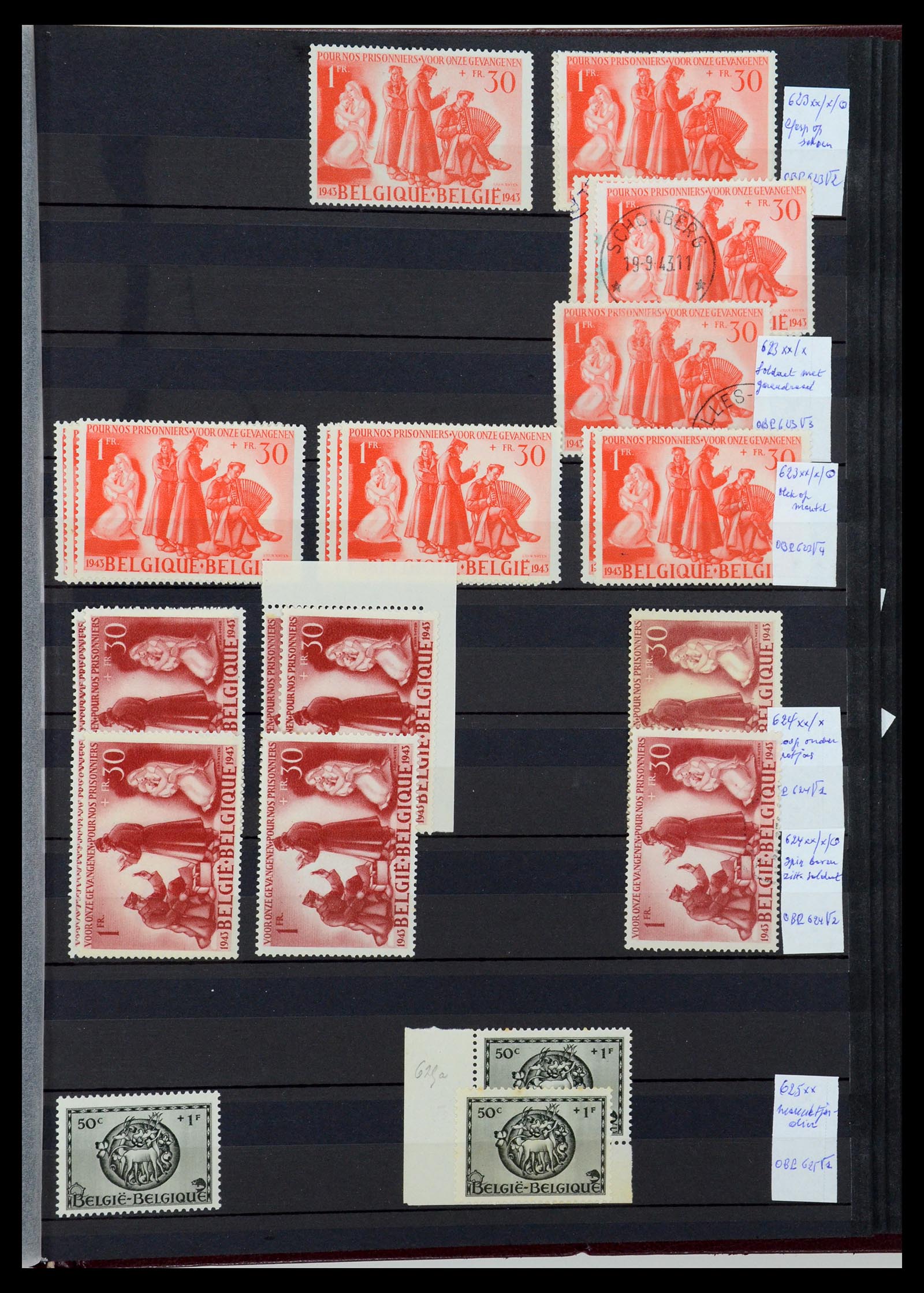 35915 043 - Postzegelverzameling 35915 België plaatfouten 1910-1951.
