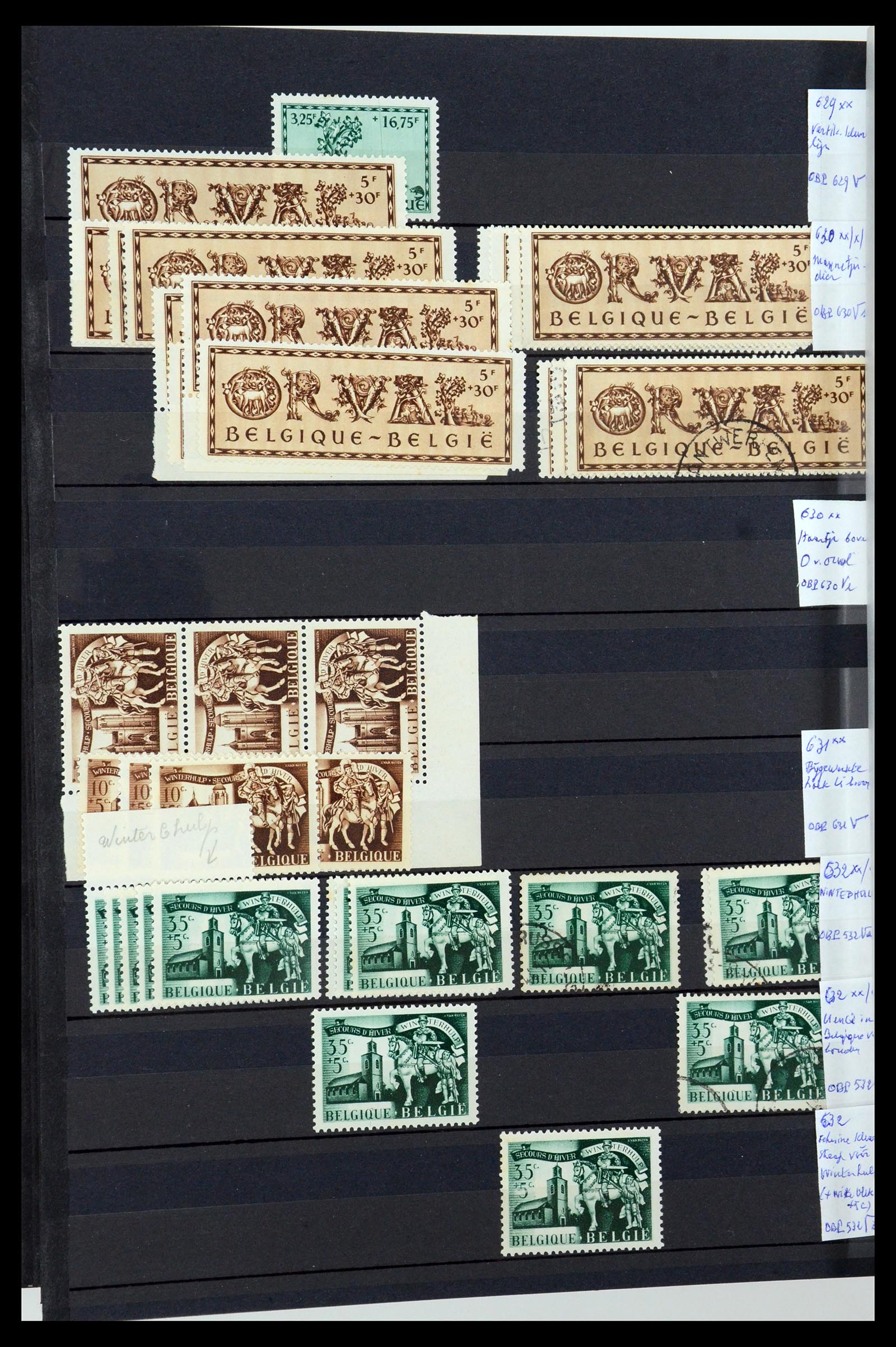 35915 044 - Postzegelverzameling 35915 België plaatfouten 1910-1951.
