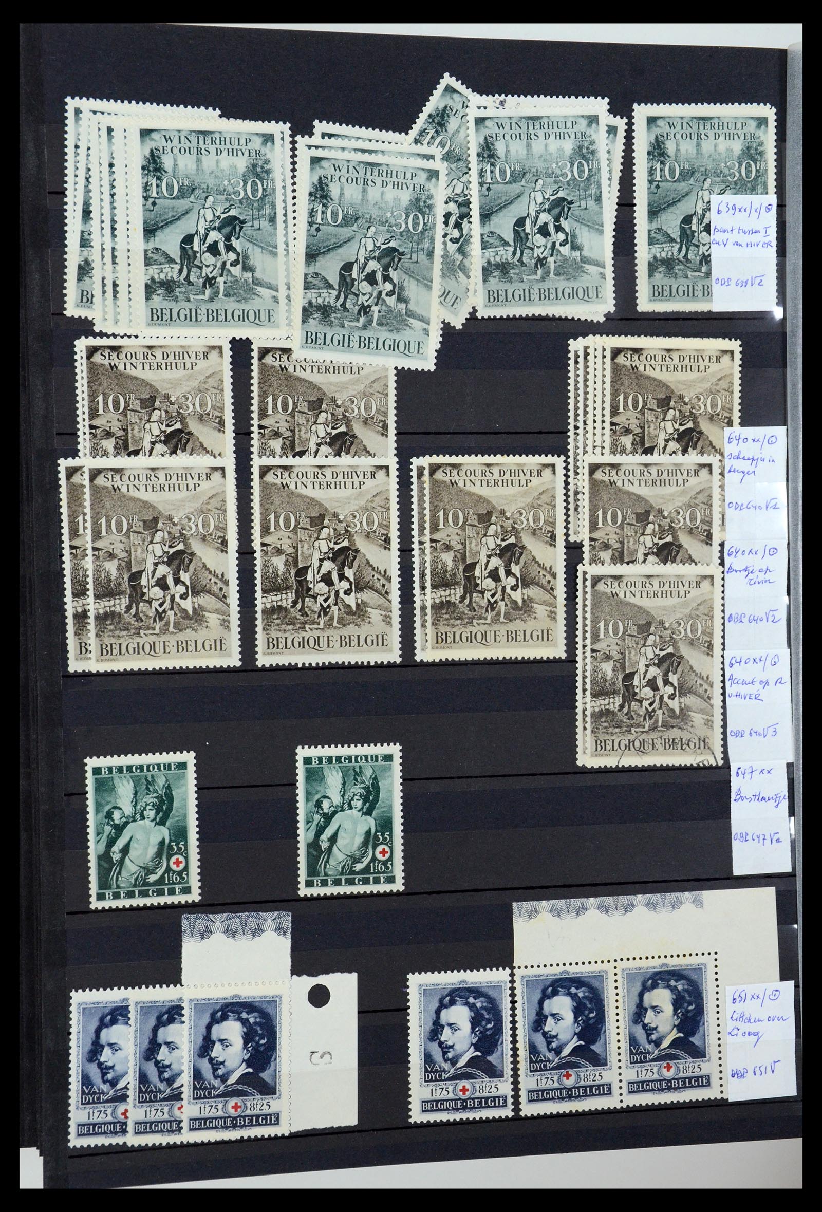 35915 046 - Postzegelverzameling 35915 België plaatfouten 1910-1951.