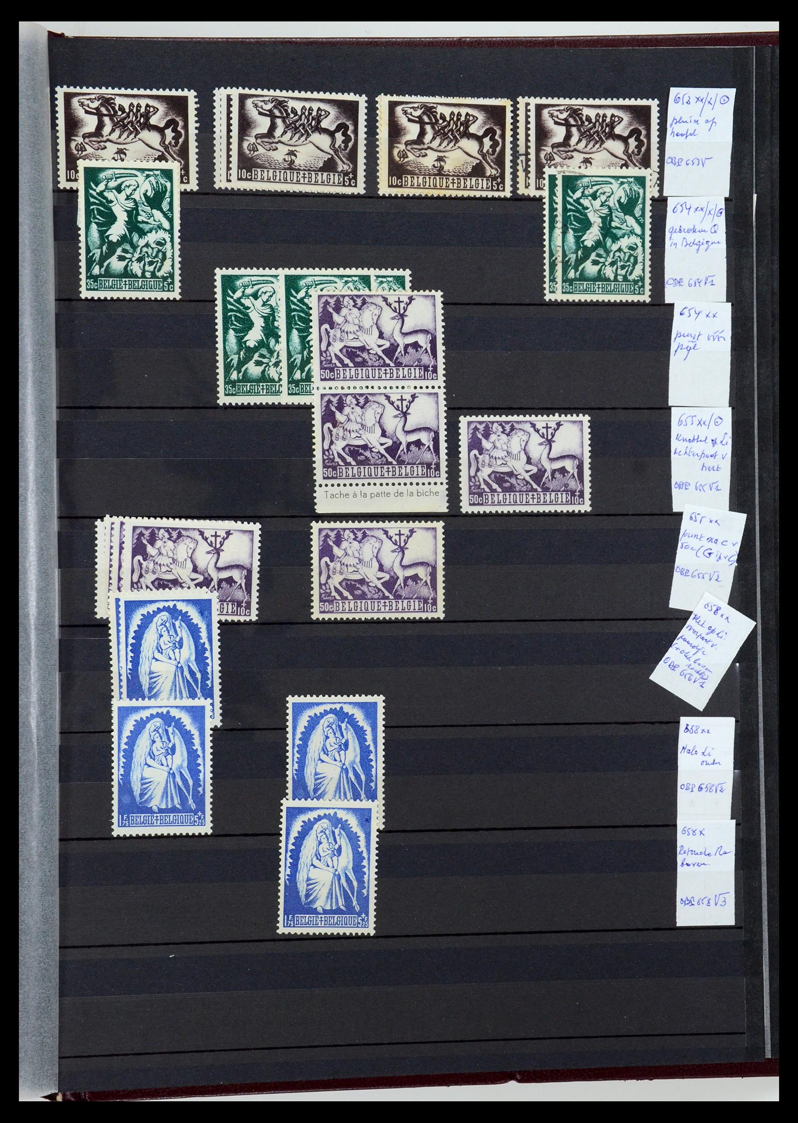 35915 047 - Postzegelverzameling 35915 België plaatfouten 1910-1951.