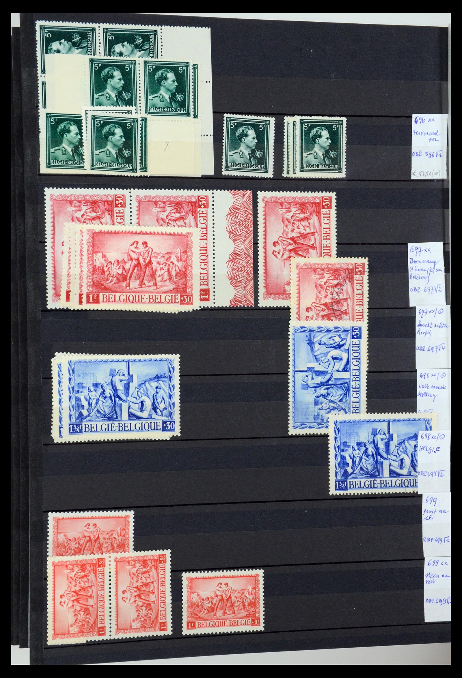 35915 050 - Postzegelverzameling 35915 België plaatfouten 1910-1951.