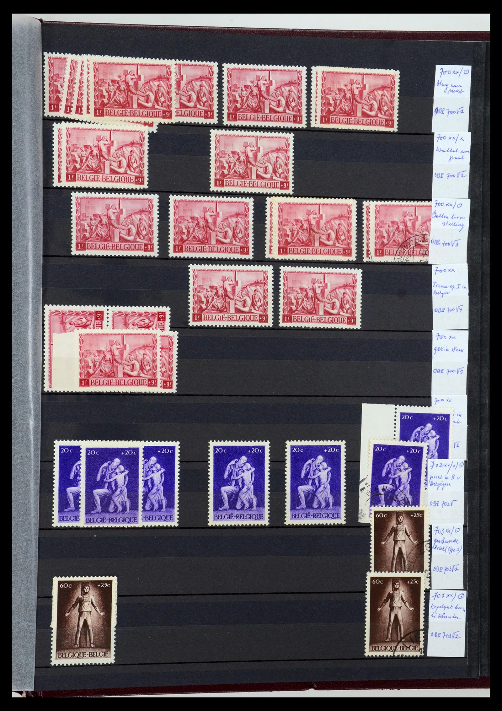 35915 051 - Postzegelverzameling 35915 België plaatfouten 1910-1951.