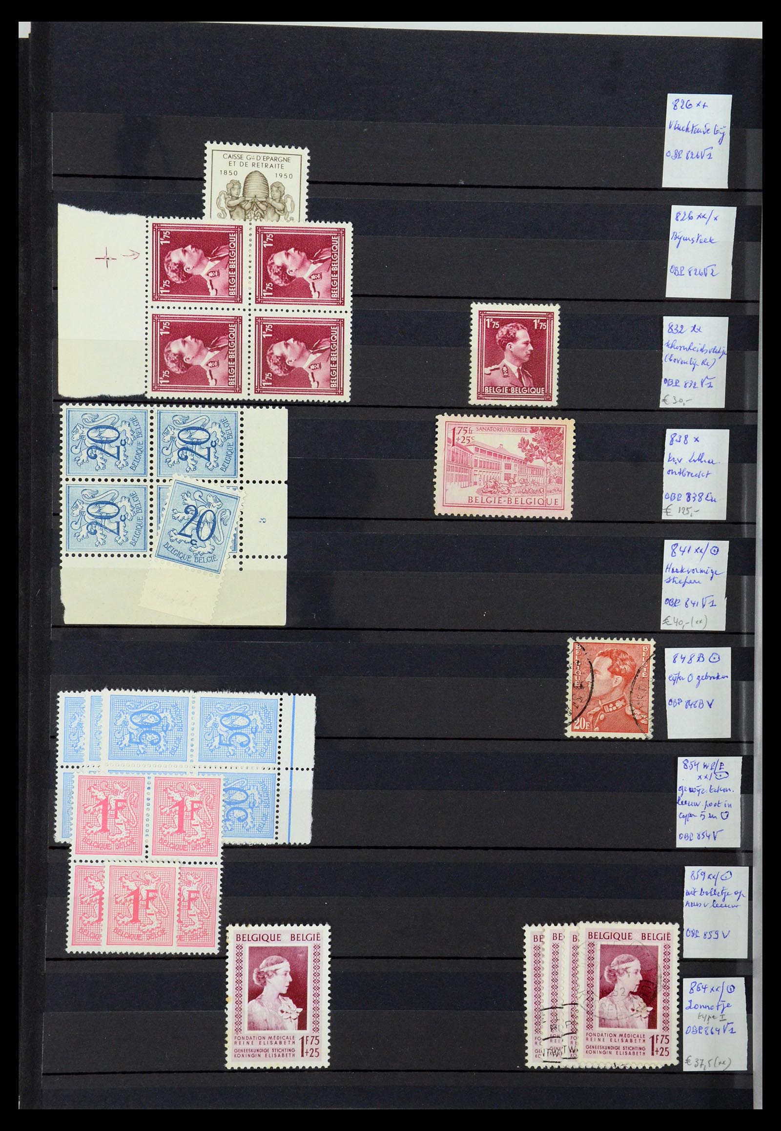 35915 058 - Postzegelverzameling 35915 België plaatfouten 1910-1951.