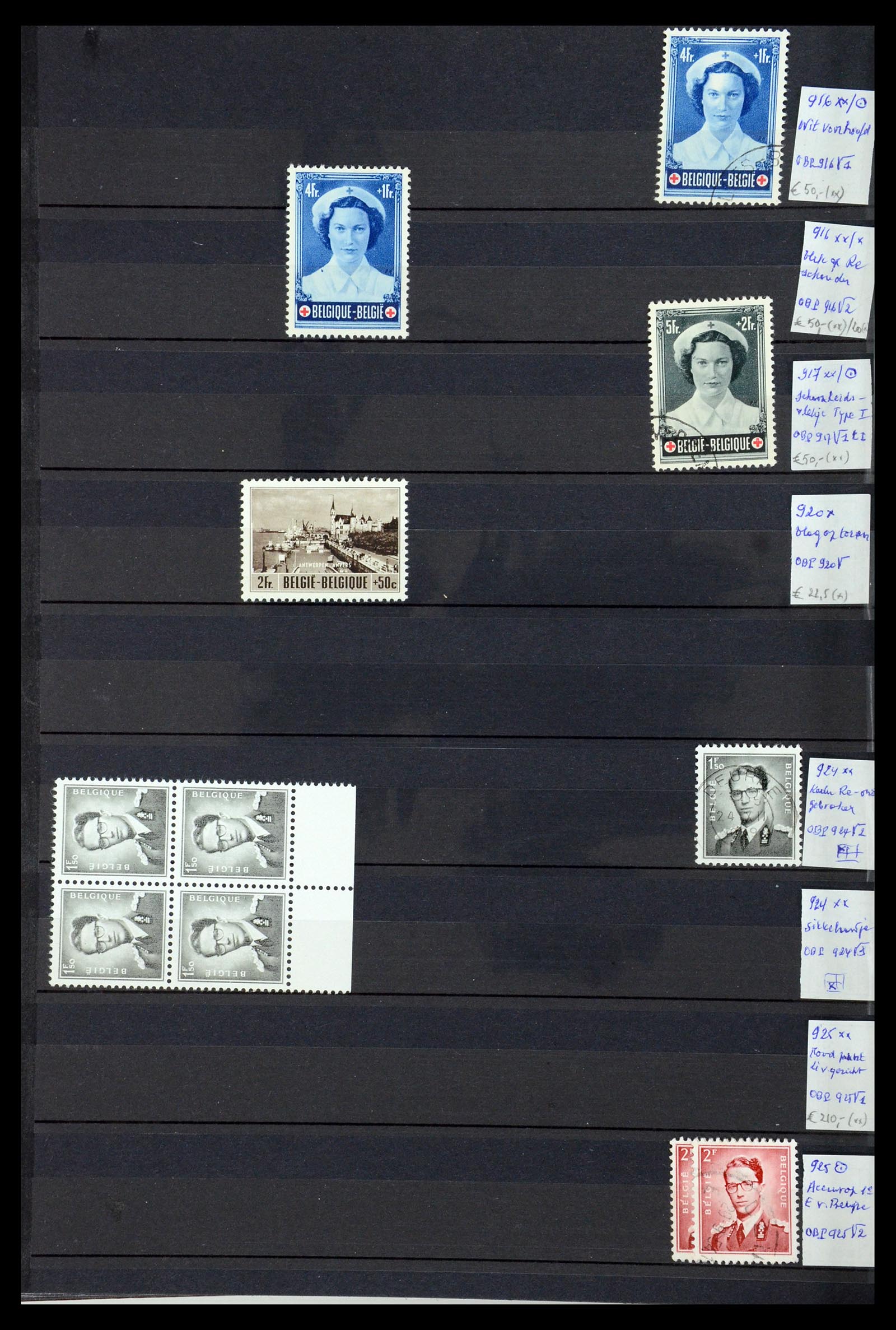 35915 060 - Postzegelverzameling 35915 België plaatfouten 1910-1951.