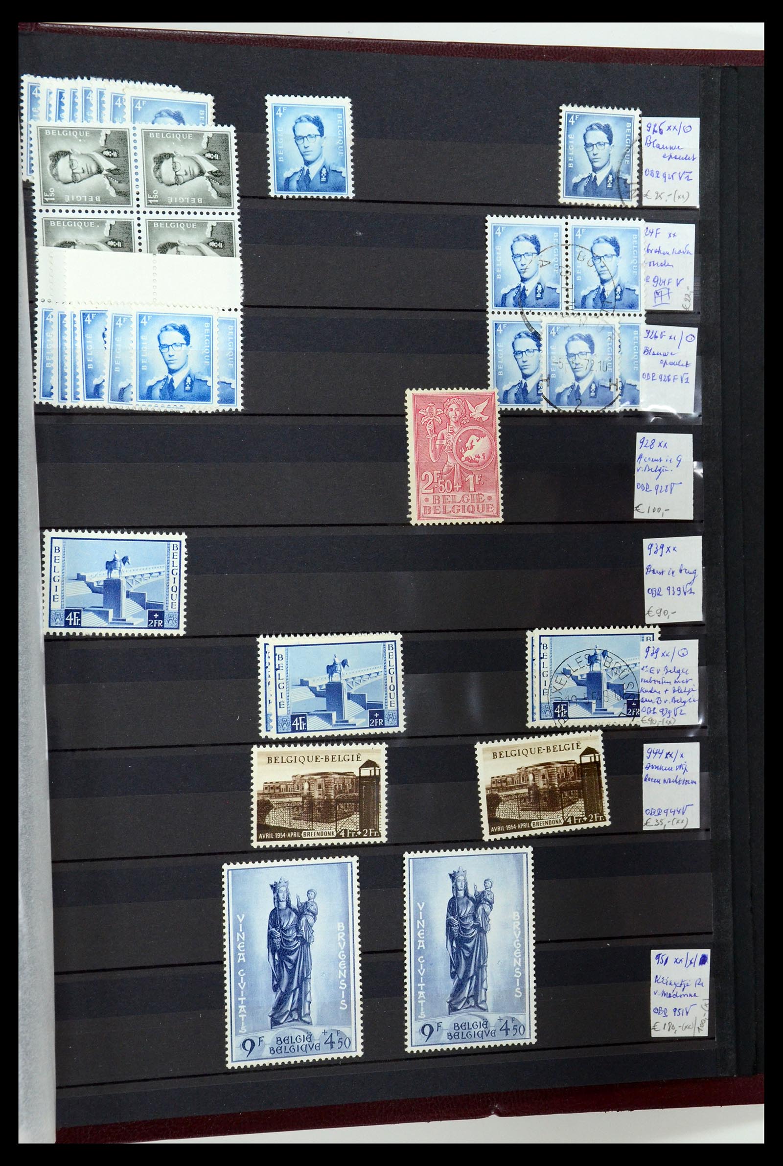 35915 061 - Postzegelverzameling 35915 België plaatfouten 1910-1951.