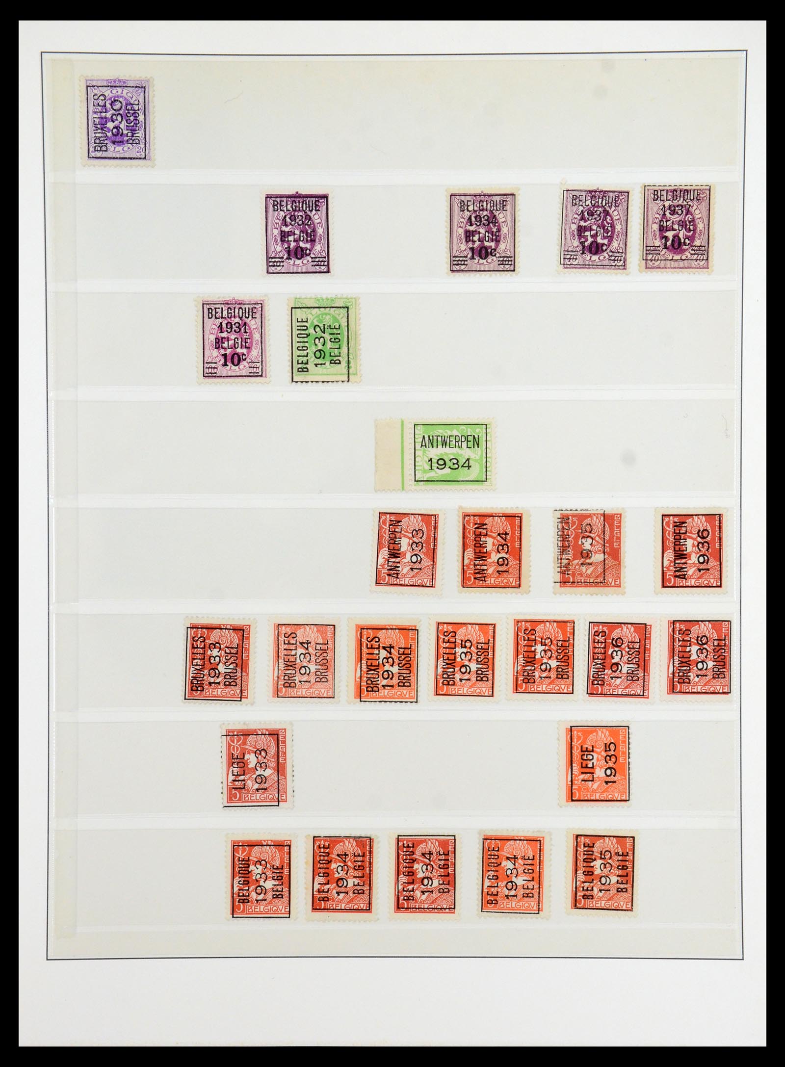 35916 024 - Postzegelverzameling 35916 België voorafstempelingen 1895-1938.