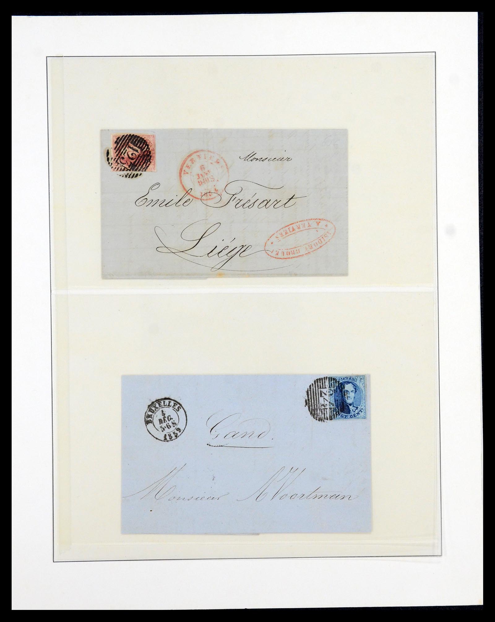 35919 001 - Postzegelverzameling 35919 België brieven 1851-1863.