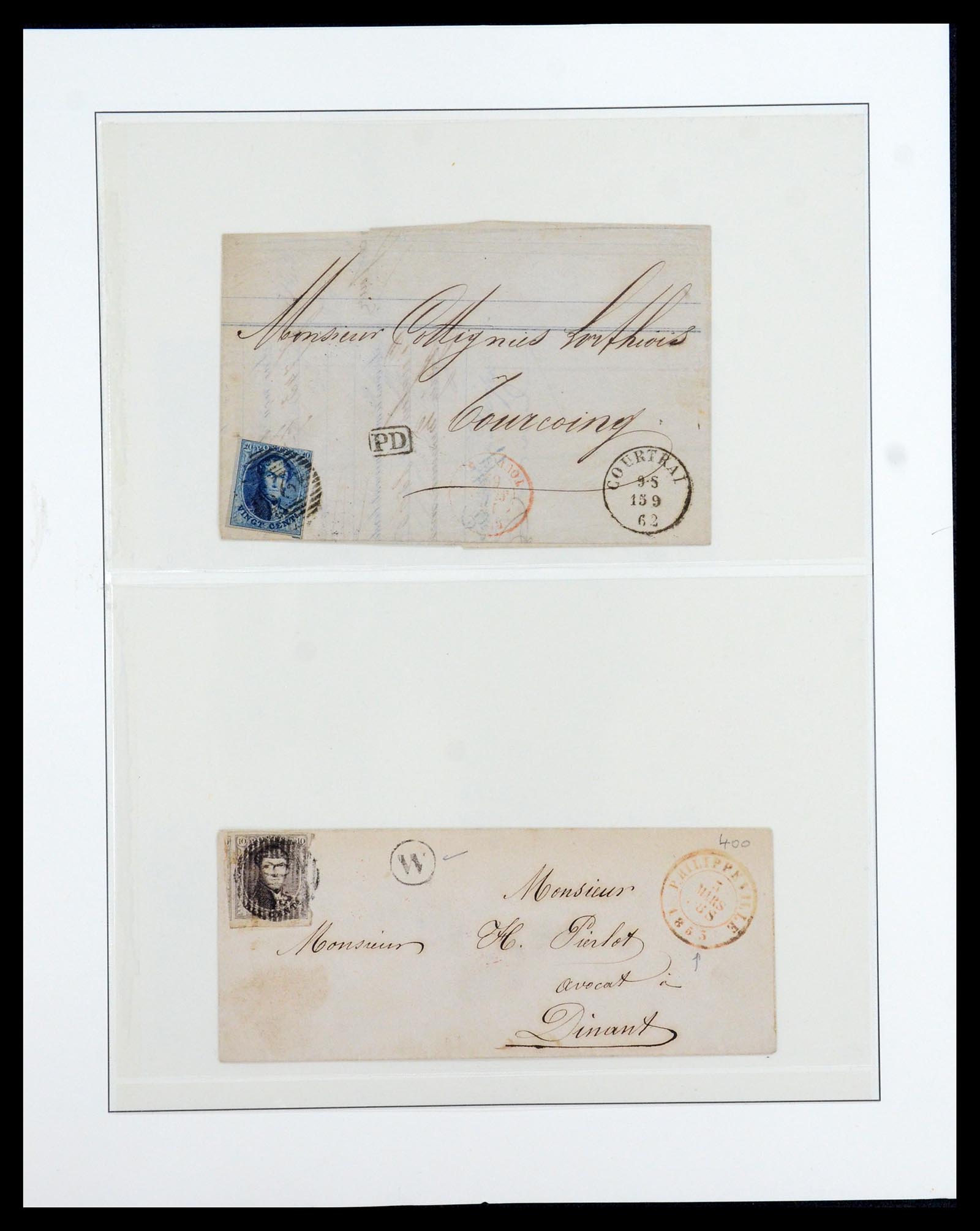 35919 003 - Postzegelverzameling 35919 België brieven 1851-1863.