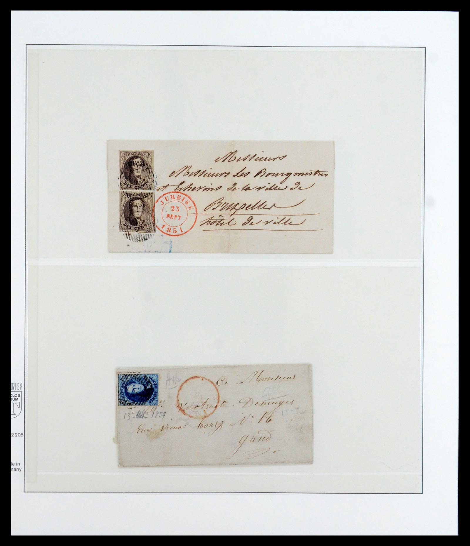 35919 005 - Stamp Collection 35919 Belgium covers 1851-1863.