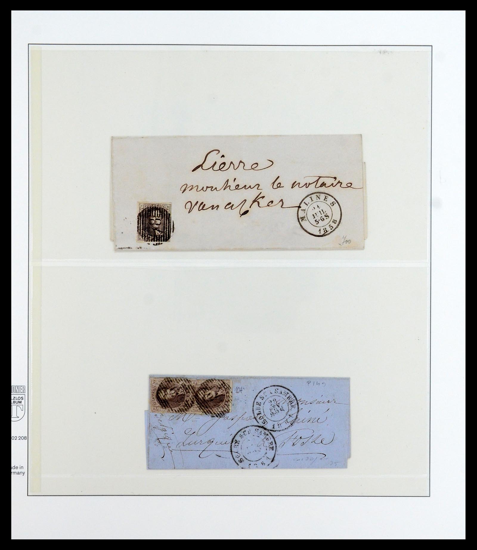 35919 008 - Postzegelverzameling 35919 België brieven 1851-1863.
