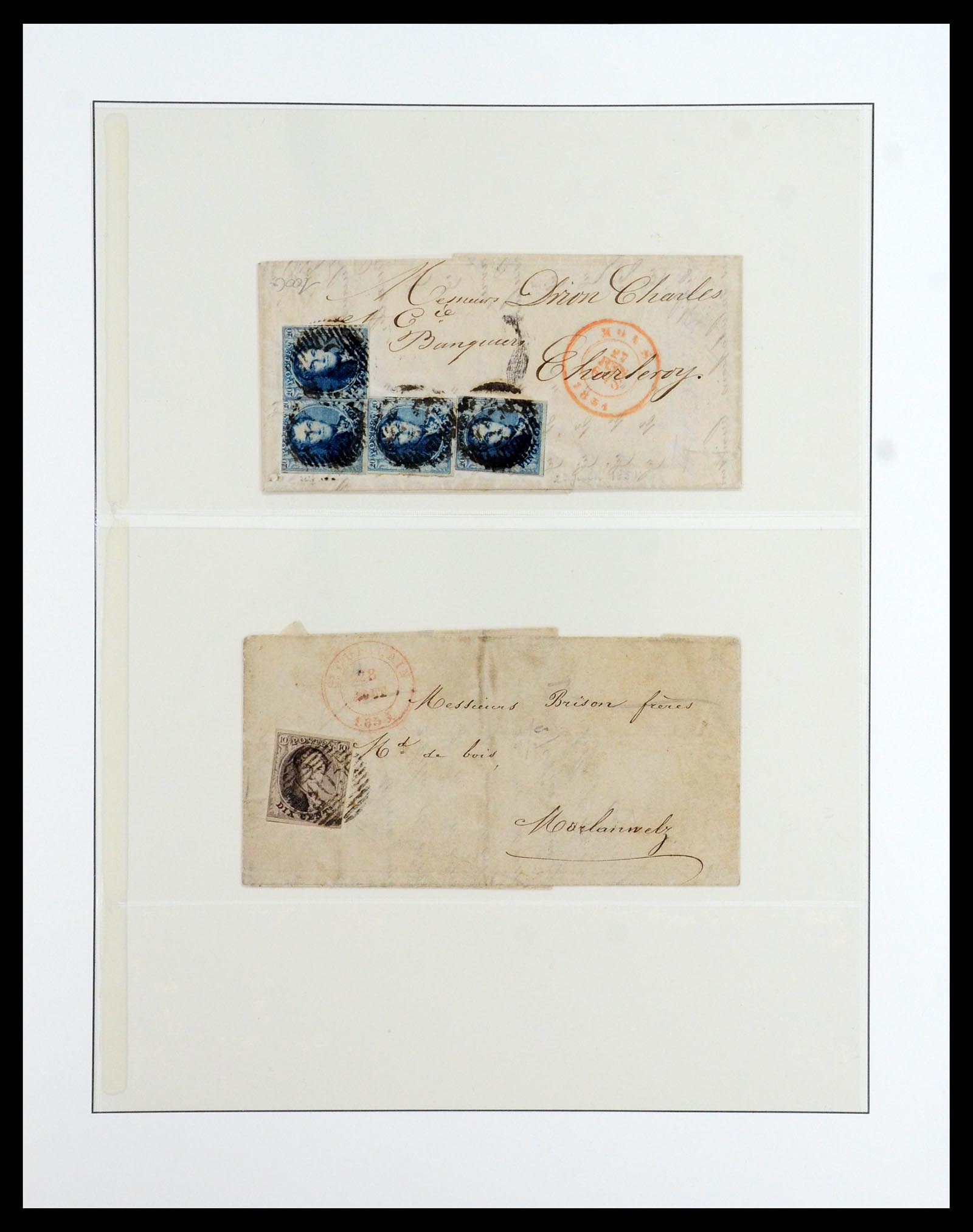 35919 010 - Postzegelverzameling 35919 België brieven 1851-1863.
