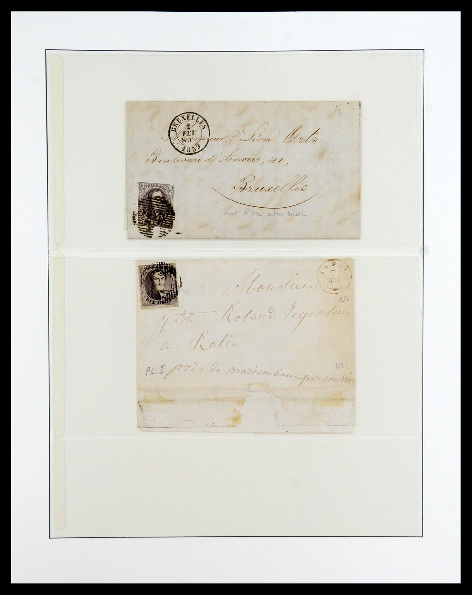 35919 011 - Postzegelverzameling 35919 België brieven 1851-1863.
