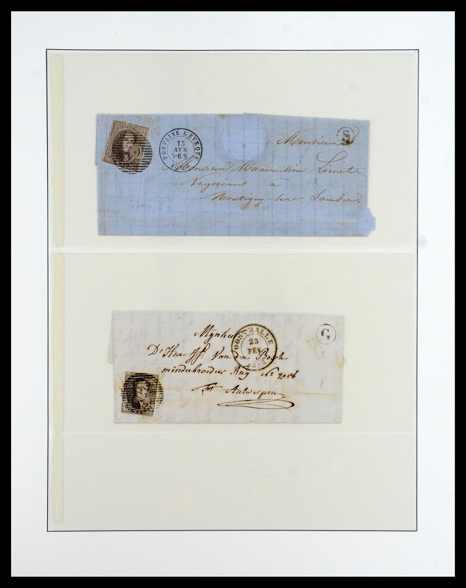 35919 014 - Postzegelverzameling 35919 België brieven 1851-1863.