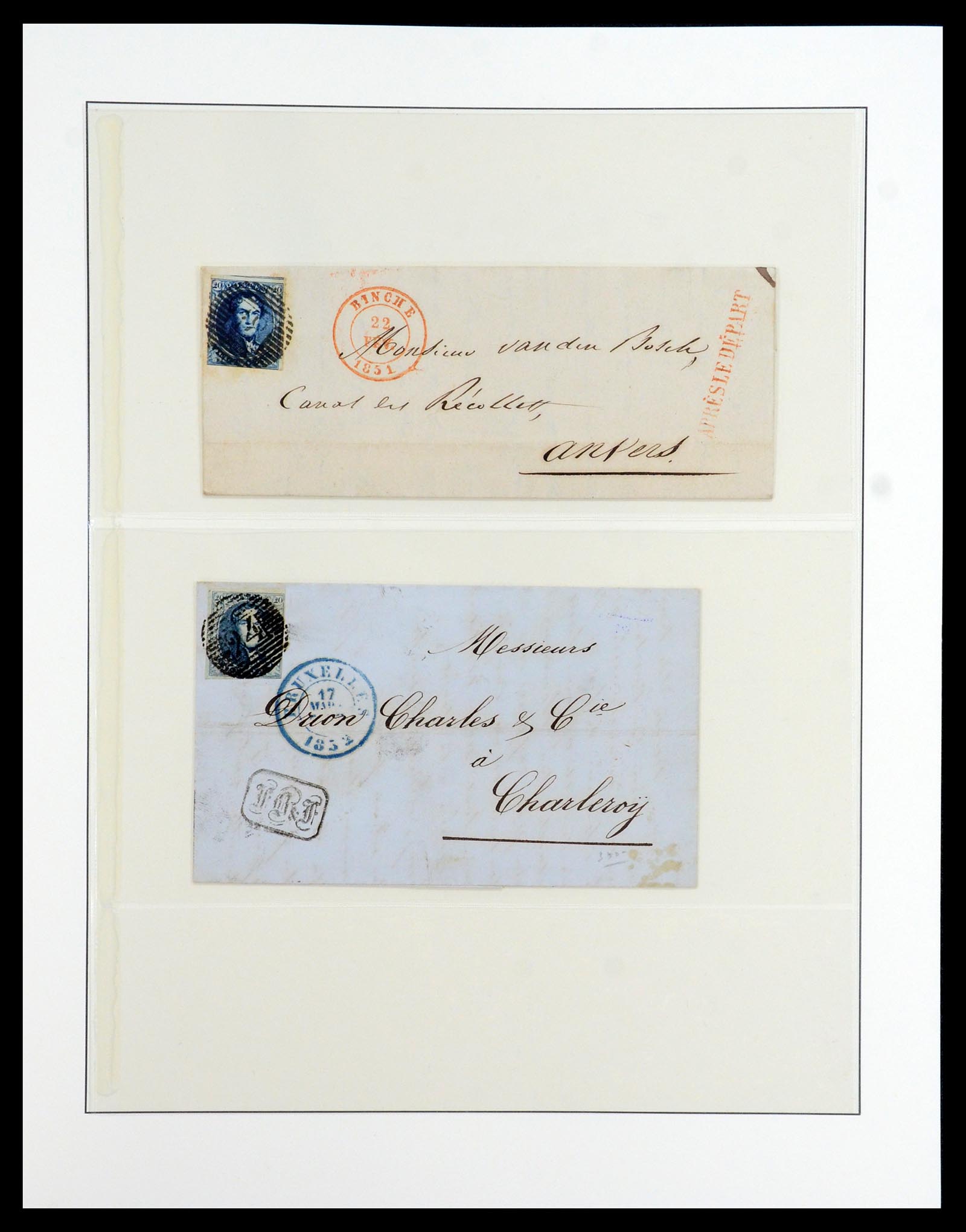 35919 018 - Stamp Collection 35919 Belgium covers 1851-1863.