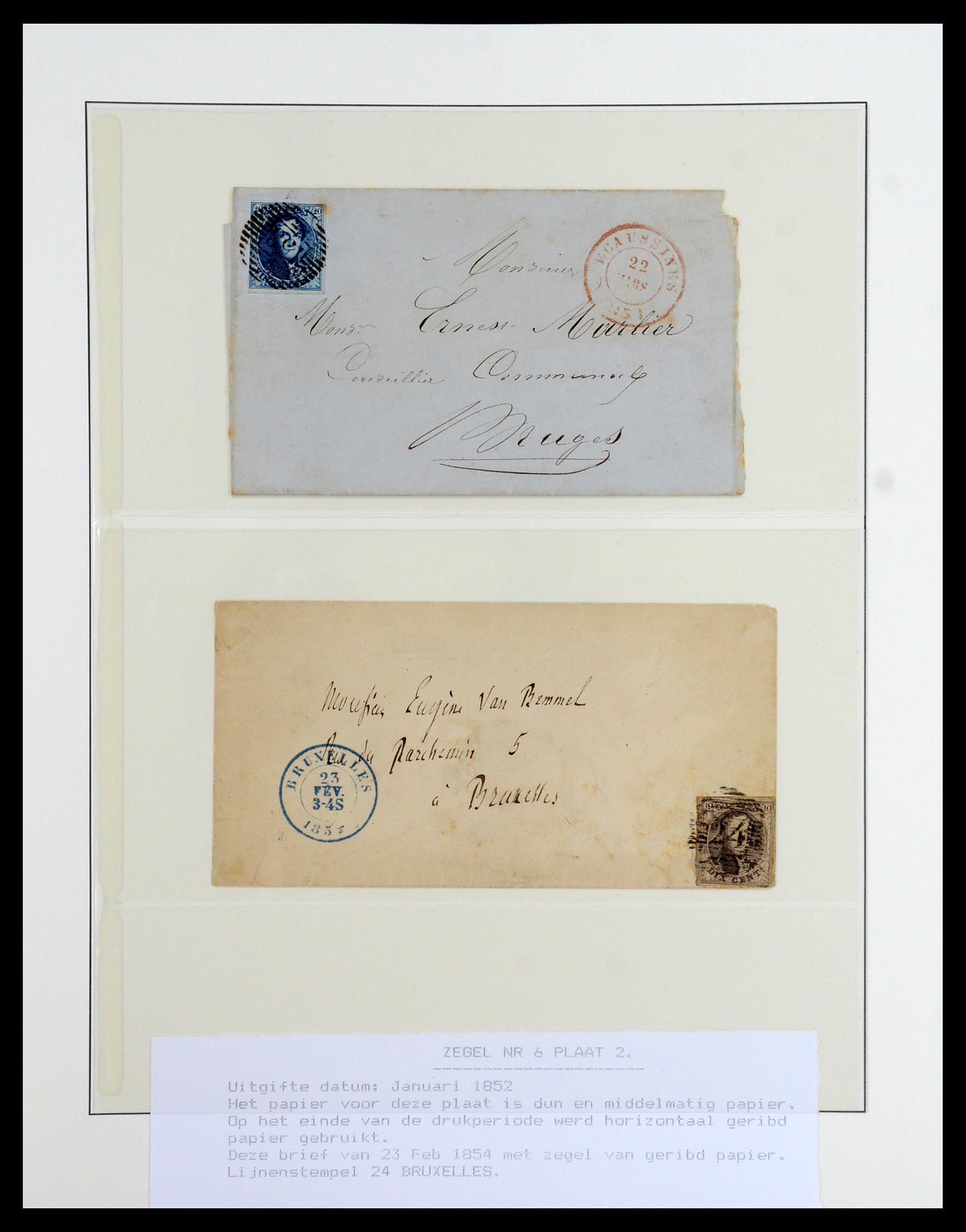 35919 019 - Postzegelverzameling 35919 België brieven 1851-1863.