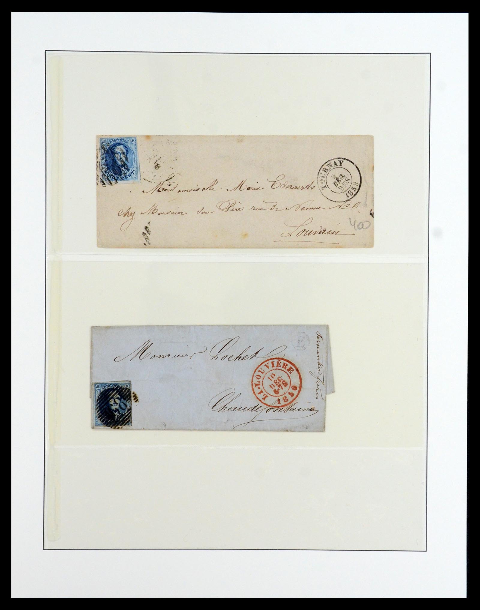 35919 020 - Postzegelverzameling 35919 België brieven 1851-1863.