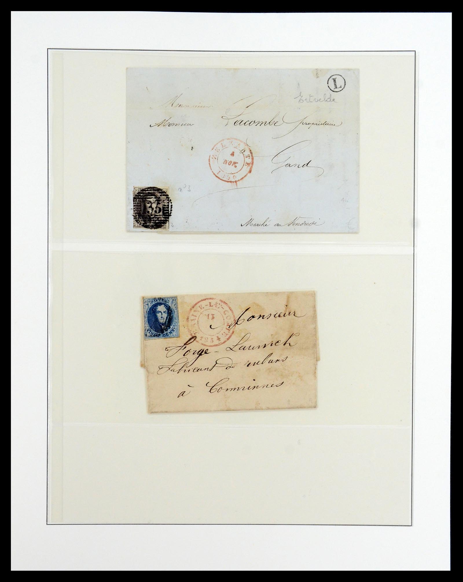 35919 021 - Postzegelverzameling 35919 België brieven 1851-1863.
