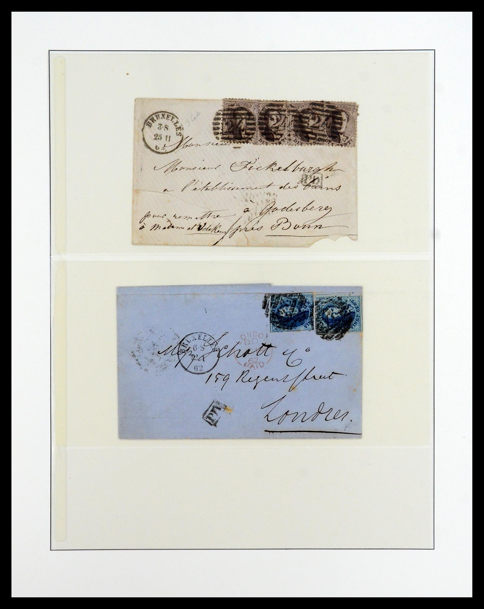 35919 026 - Postzegelverzameling 35919 België brieven 1851-1863.
