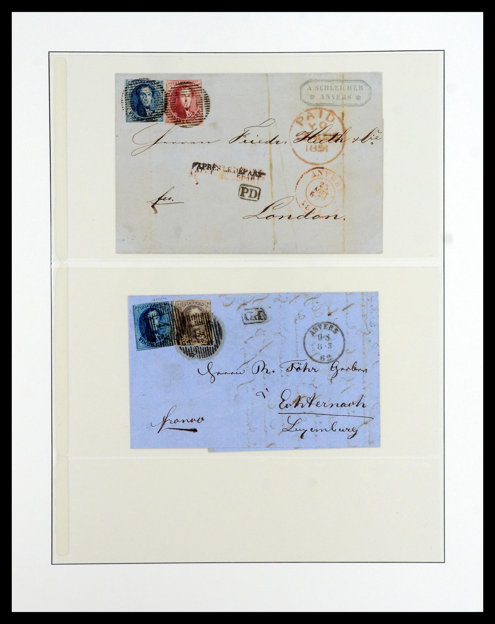 35919 028 - Postzegelverzameling 35919 België brieven 1851-1863.