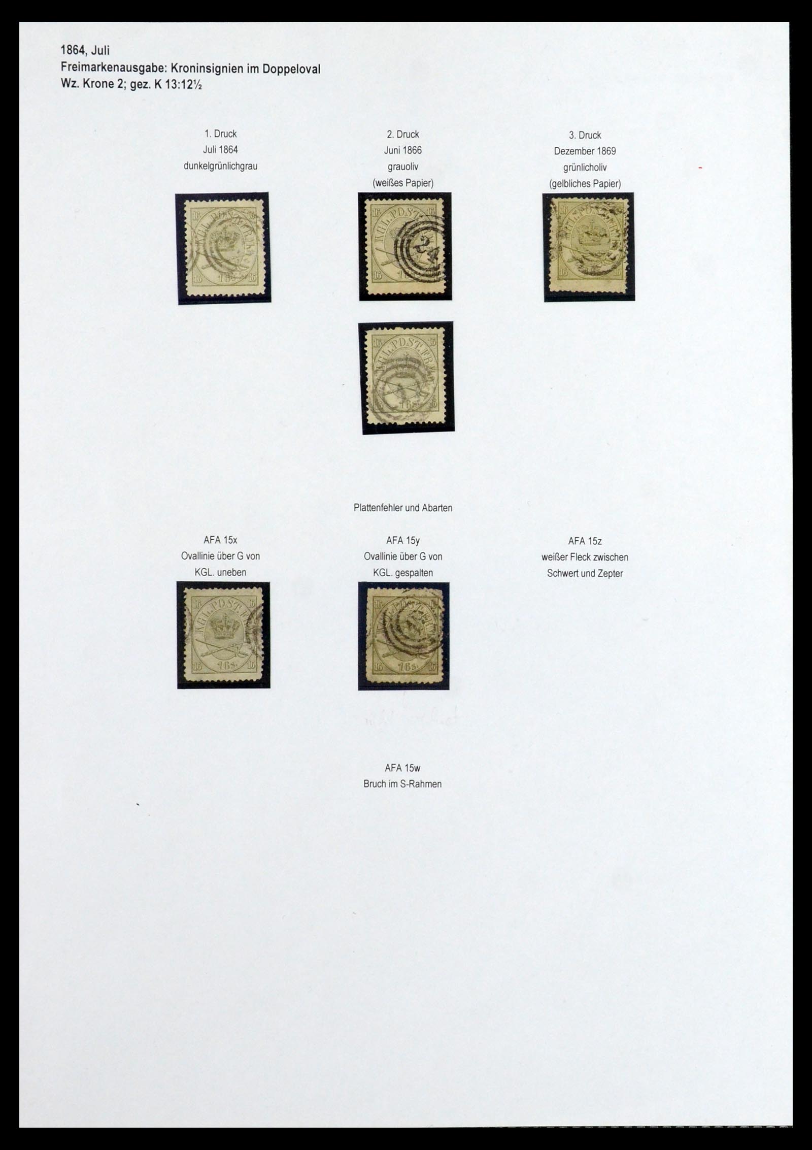35961 001 - Postzegelverzameling 35961 Denemarken emissie 1864-1870.