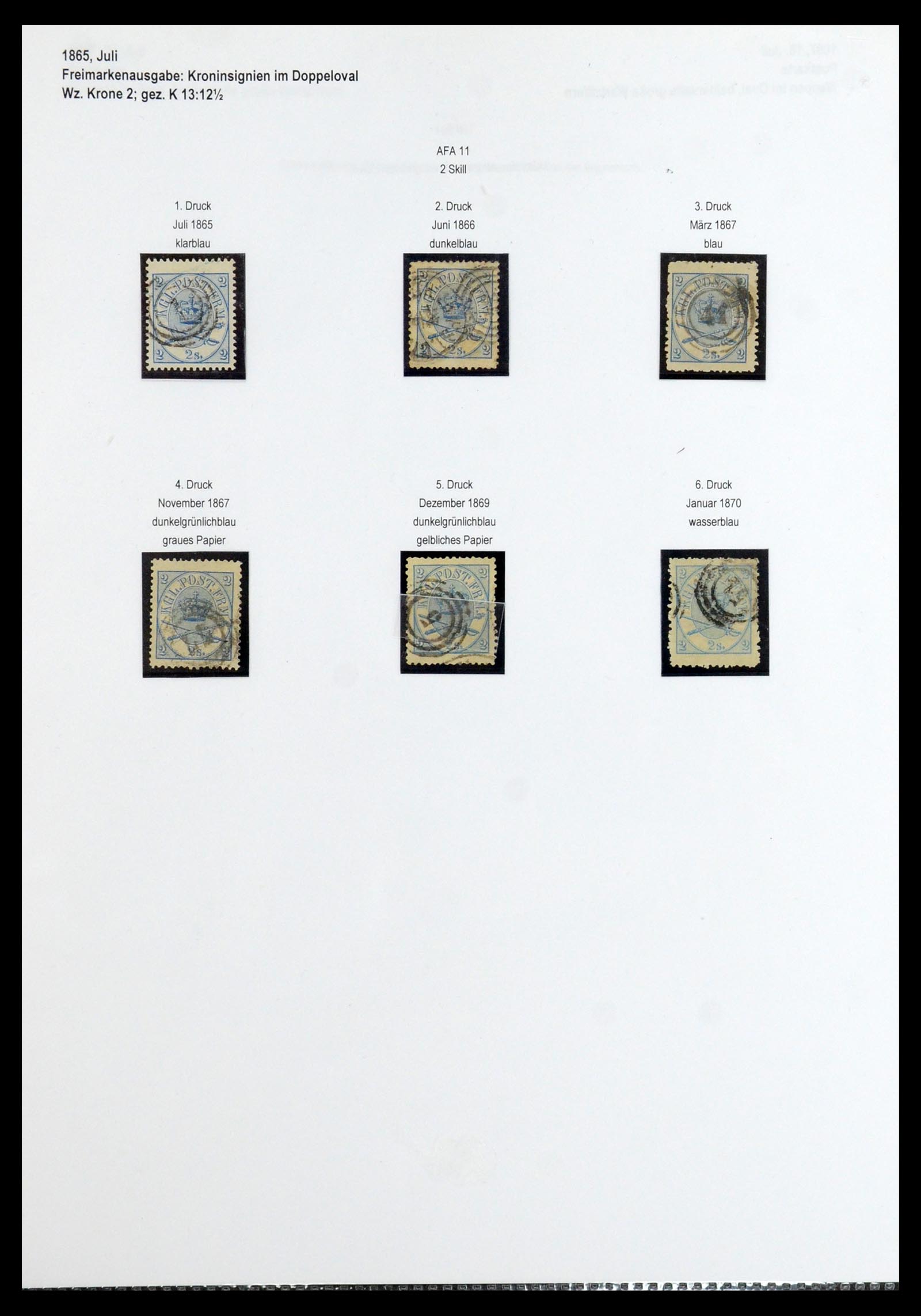 35961 002 - Postzegelverzameling 35961 Denemarken emissie 1864-1870.