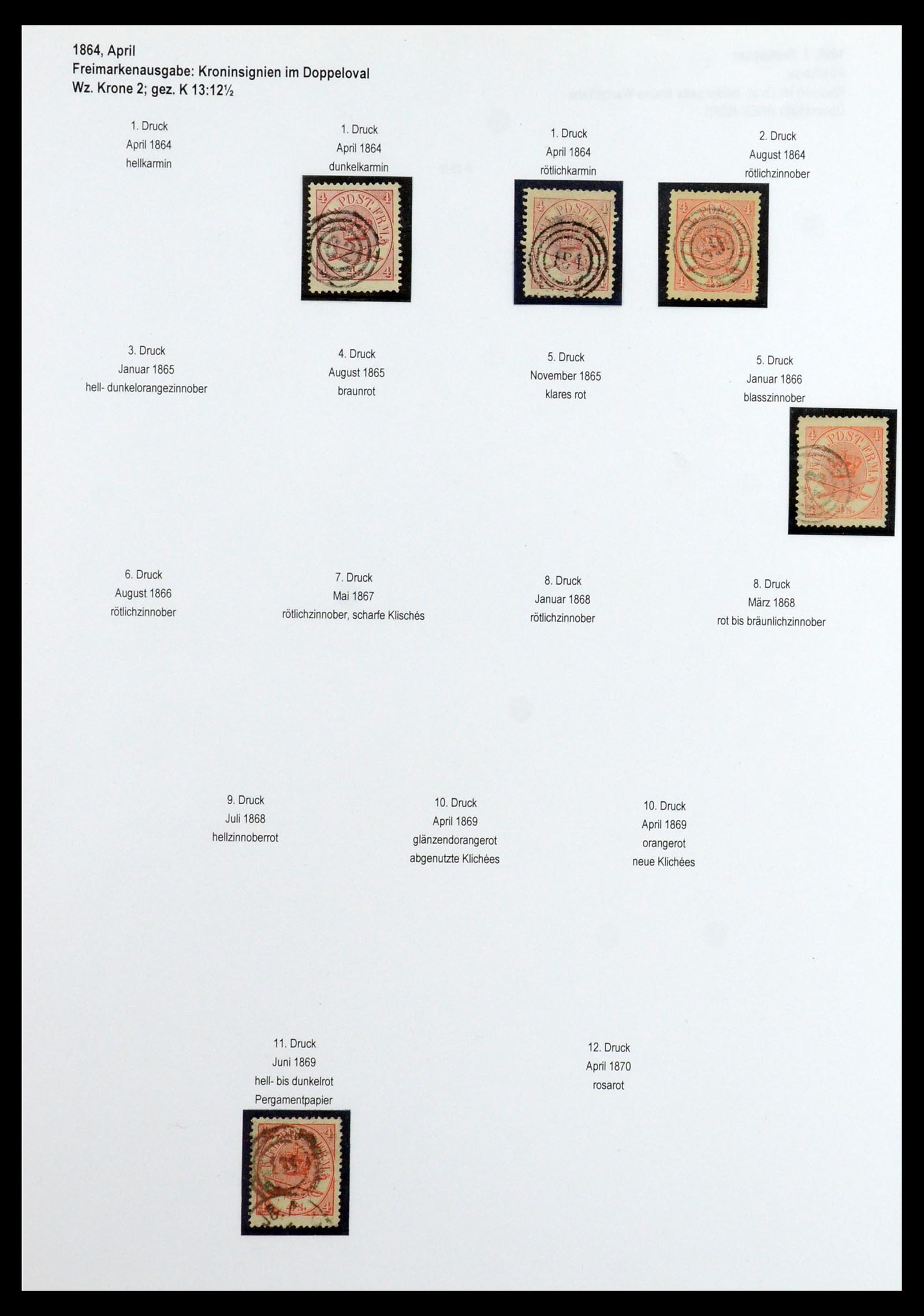 35961 006 - Postzegelverzameling 35961 Denemarken emissie 1864-1870.