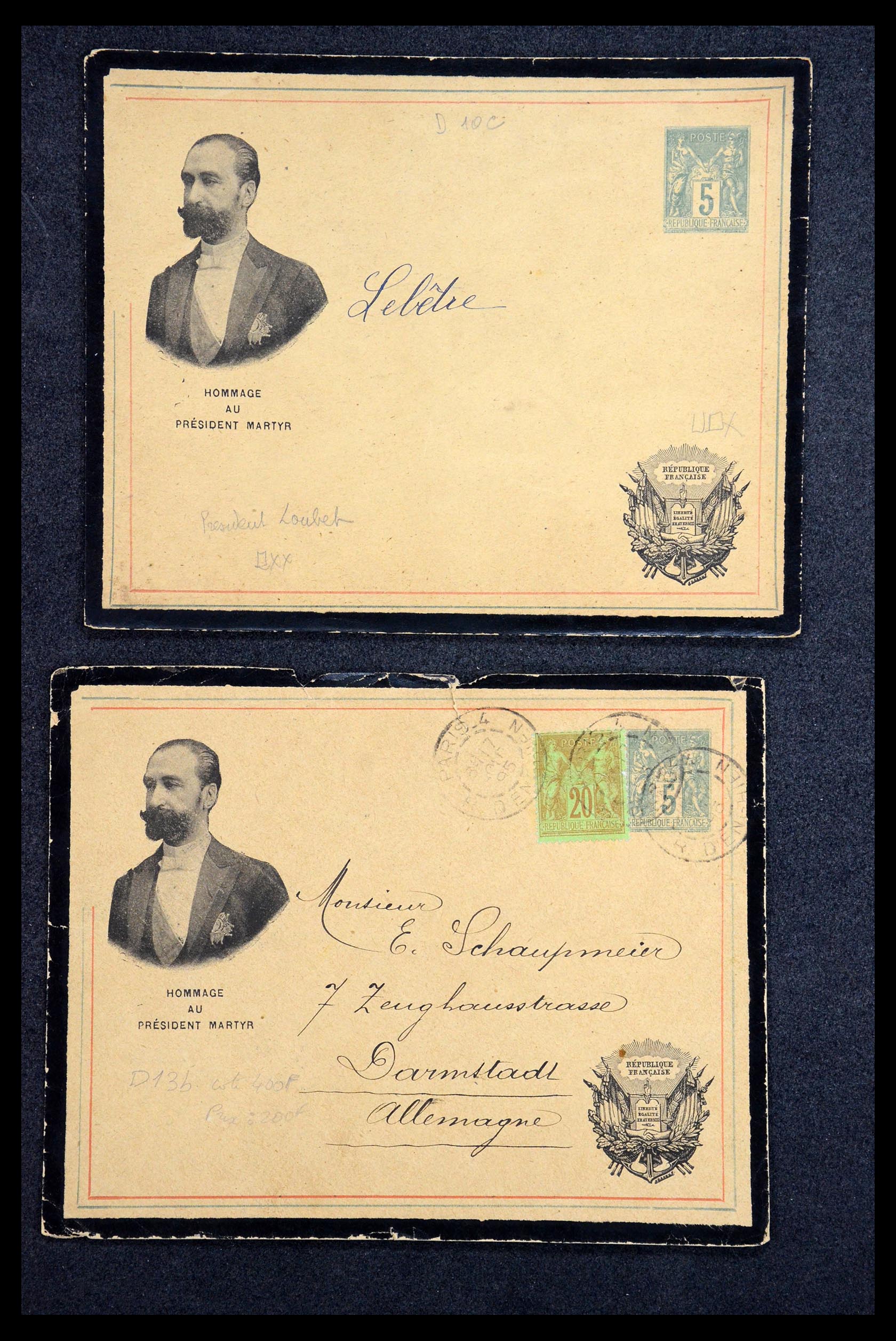 35984 072 - Postzegelverzameling 35984 Frankrijk postwaardestukken en FDC's 1893-