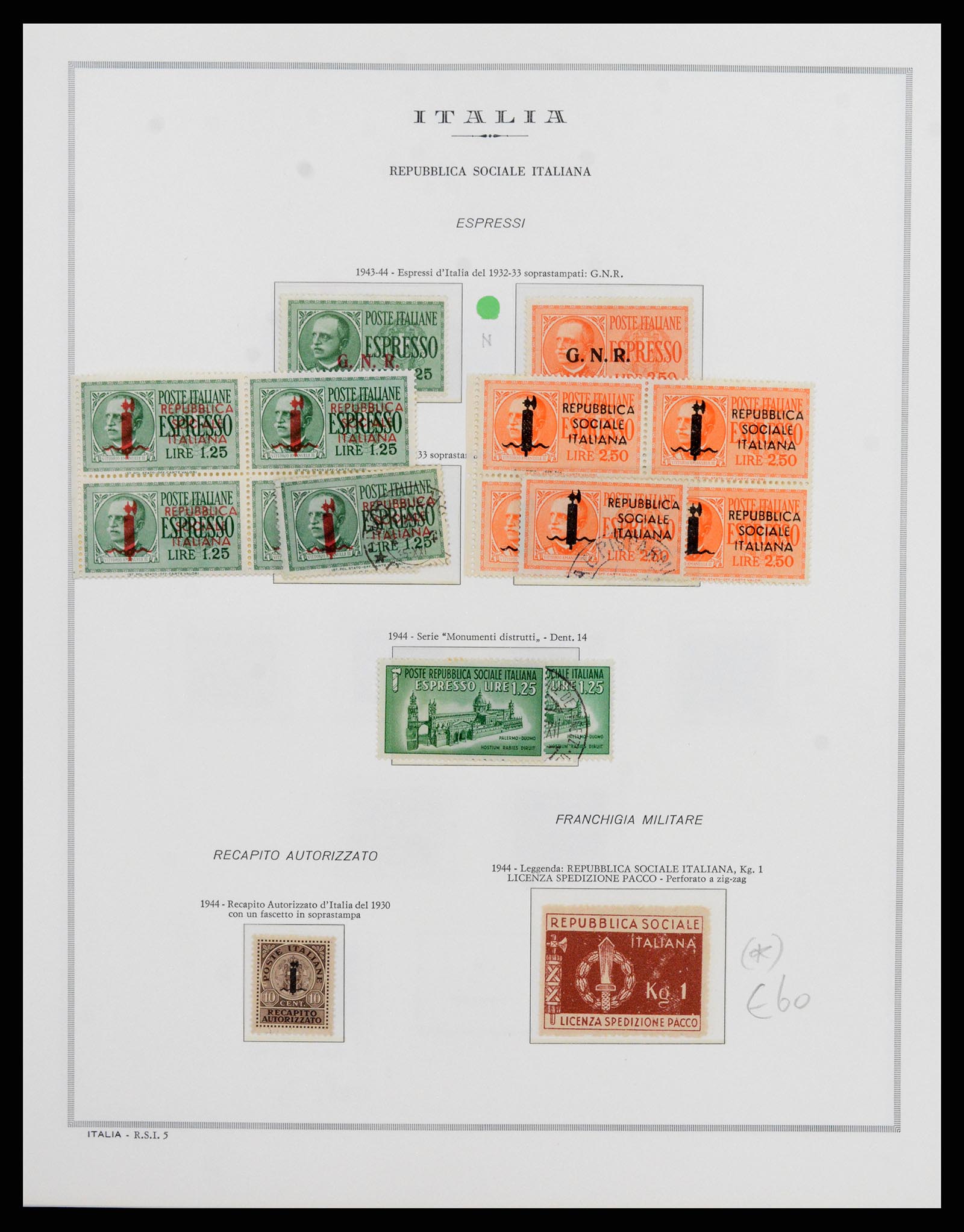 35992 004 - Stamp collection 35992 Italy RSI 1944-1946.