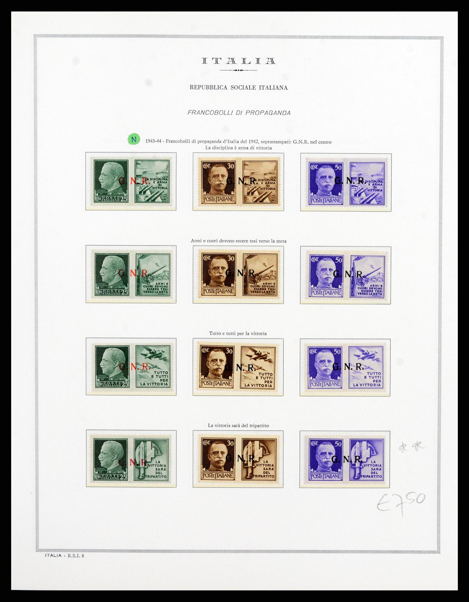 35992 007 - Postzegelverzameling 35992 Italië RSI 1944-1946.