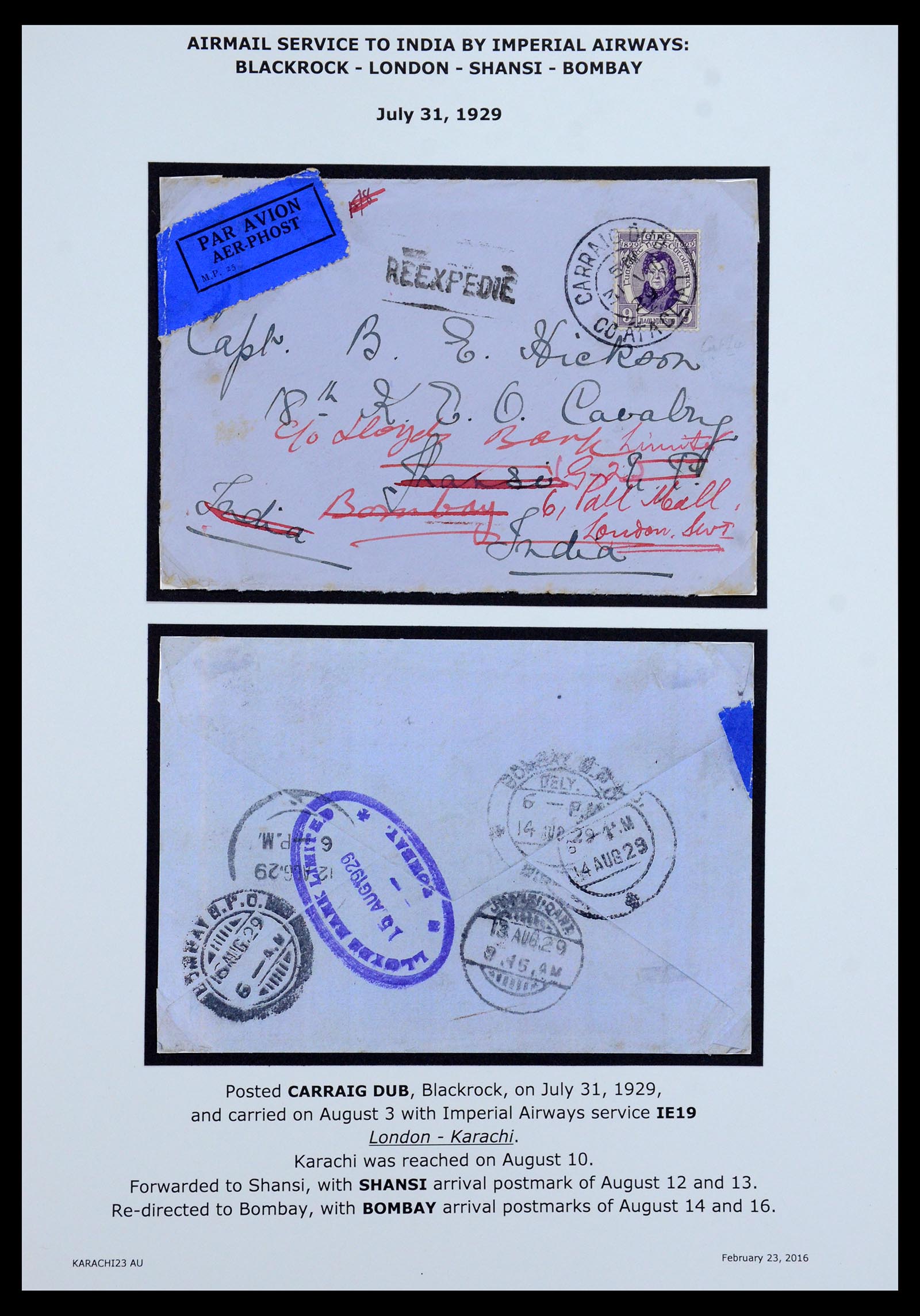 35994 005 - Postzegelverzameling 35994 Ierland luchtpost brieven 1929-1932.