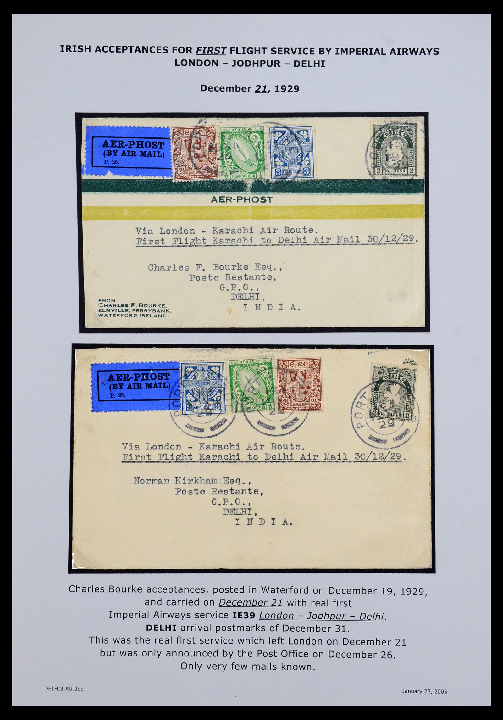 35994 007 - Postzegelverzameling 35994 Ierland luchtpost brieven 1929-1932.