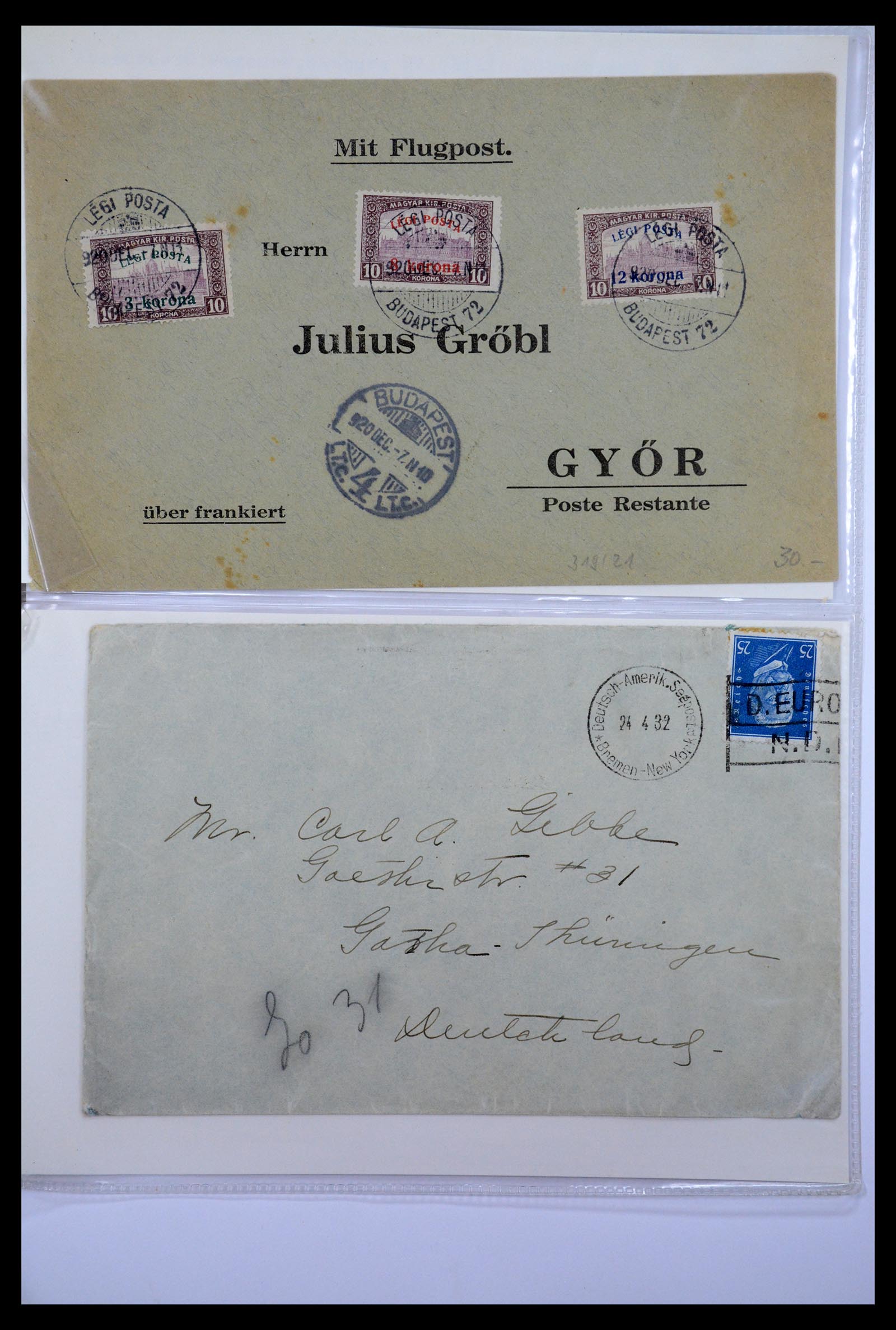 36009 003 - Postzegelverzameling 36009 Luchtpost zegels en brieven 1920-1940.