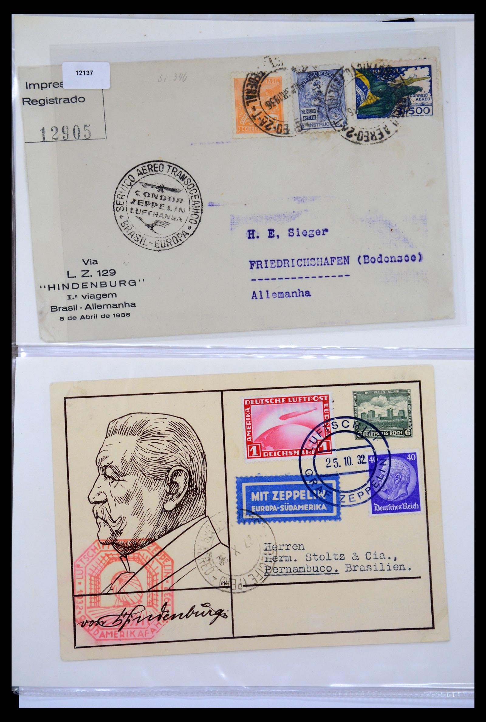 36009 005 - Postzegelverzameling 36009 Luchtpost zegels en brieven 1920-1940.