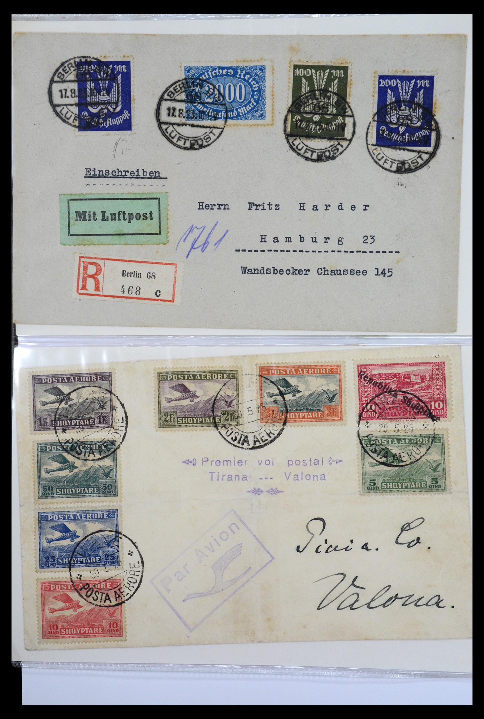 36009 021 - Postzegelverzameling 36009 Luchtpost zegels en brieven 1920-1940.