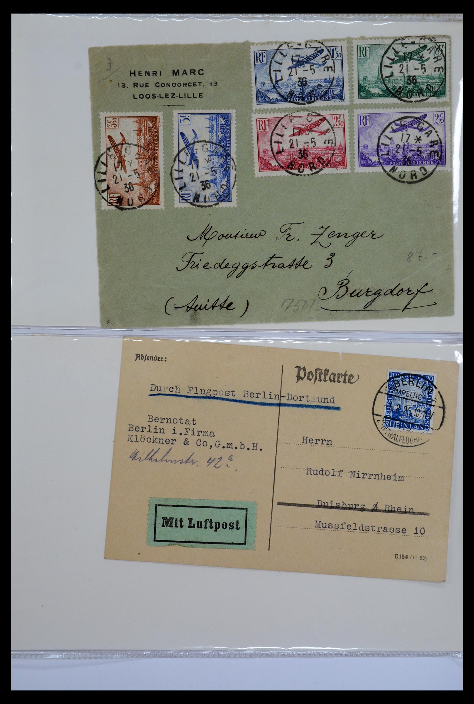 36009 022 - Postzegelverzameling 36009 Luchtpost zegels en brieven 1920-1940.