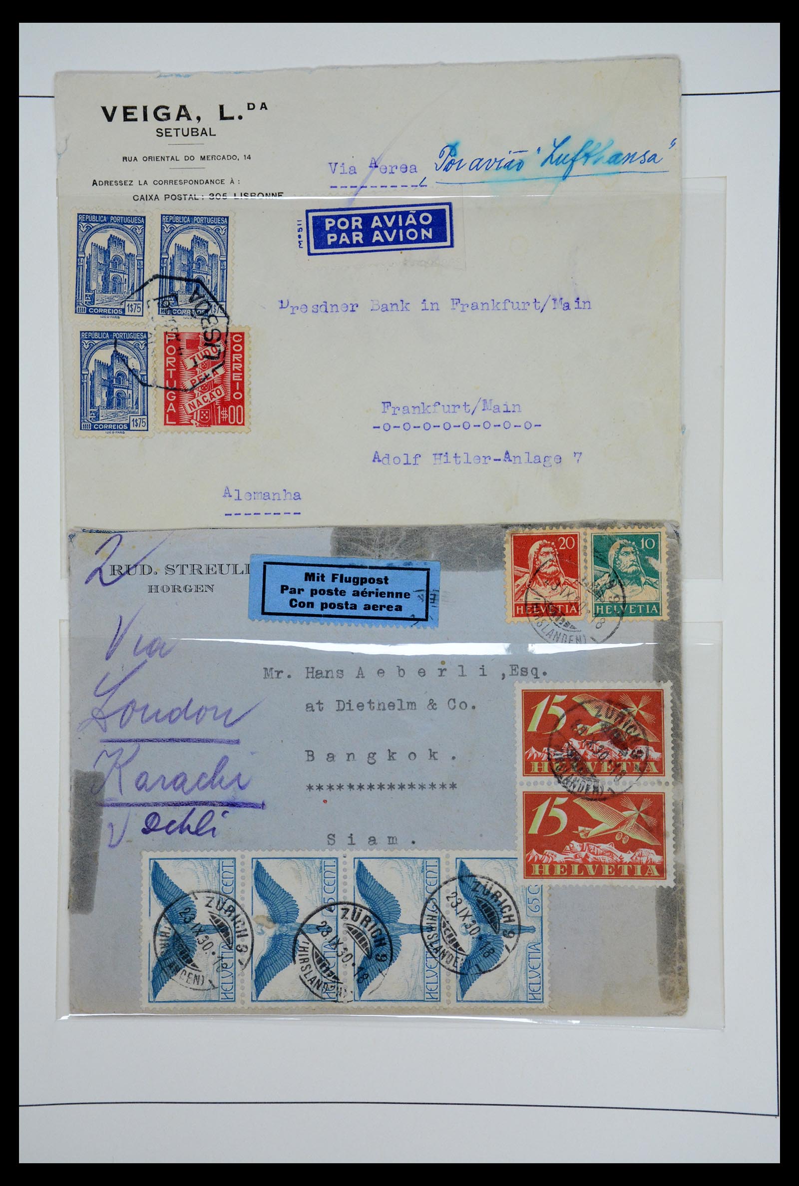 36009 057 - Postzegelverzameling 36009 Luchtpost zegels en brieven 1920-1940.