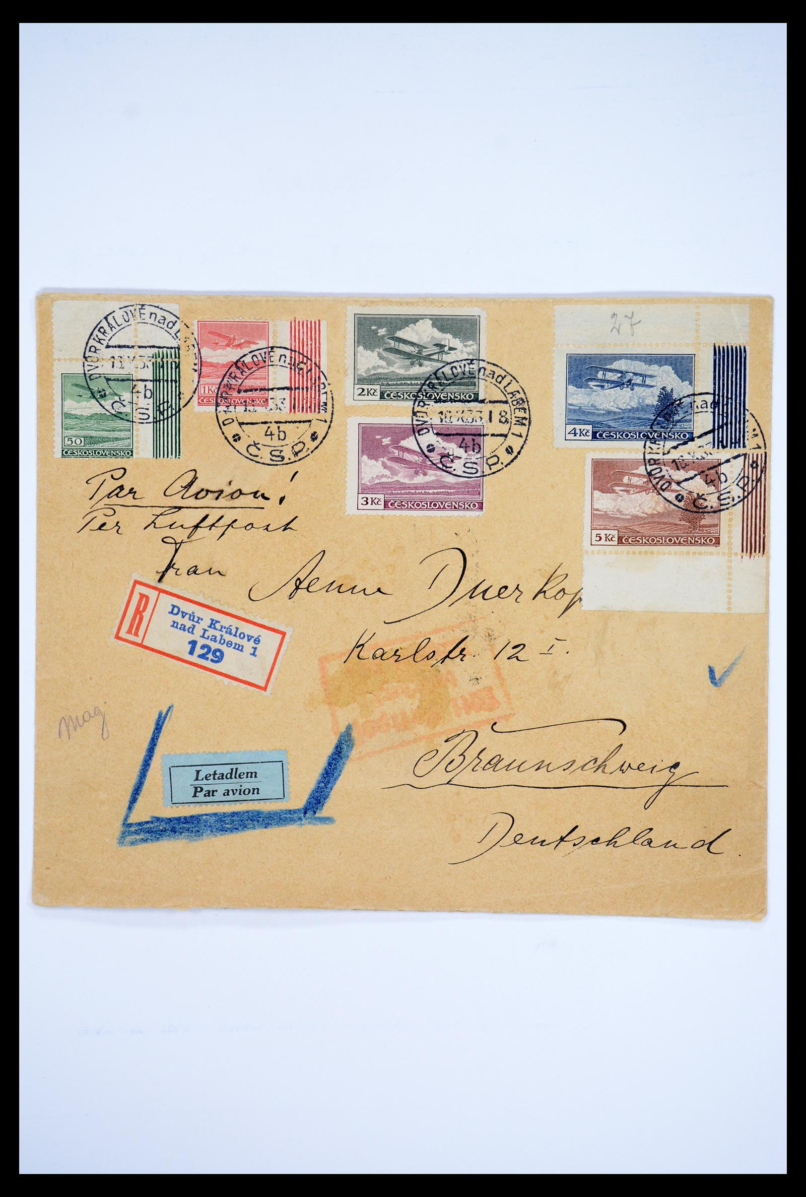 36009 060 - Postzegelverzameling 36009 Luchtpost zegels en brieven 1920-1940.