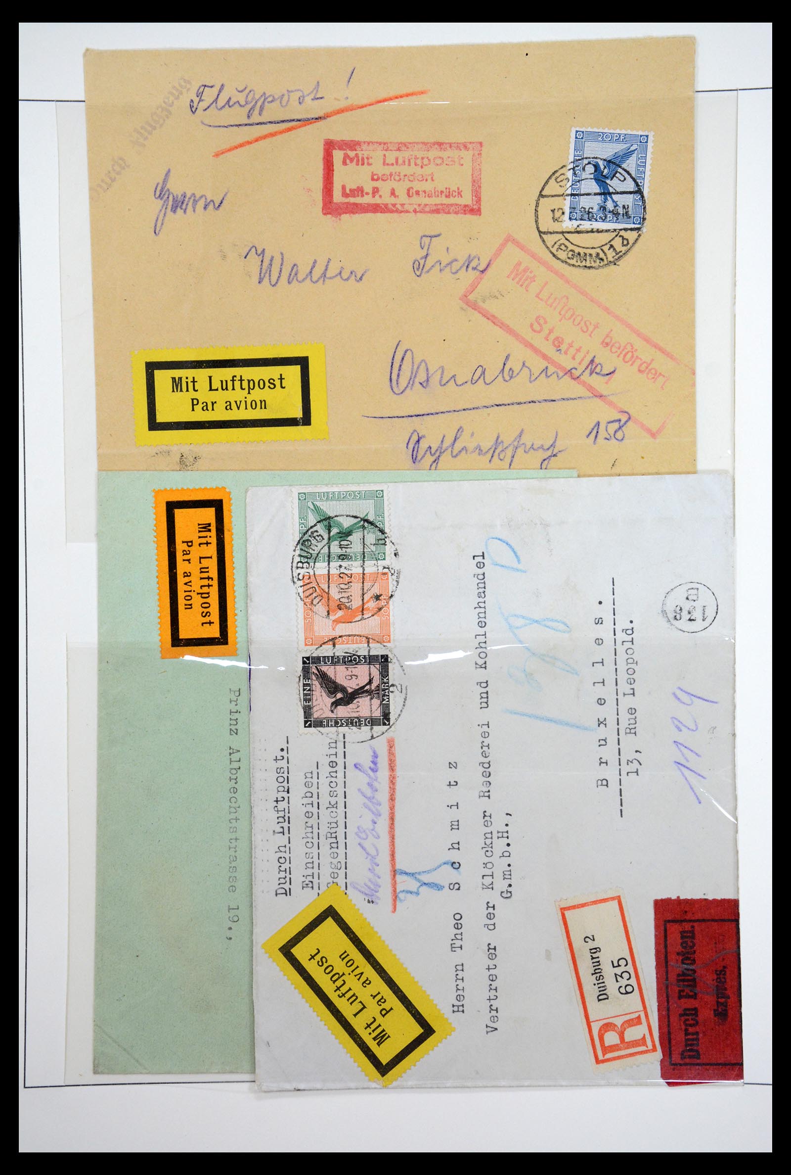 36009 070 - Postzegelverzameling 36009 Luchtpost zegels en brieven 1920-1940.