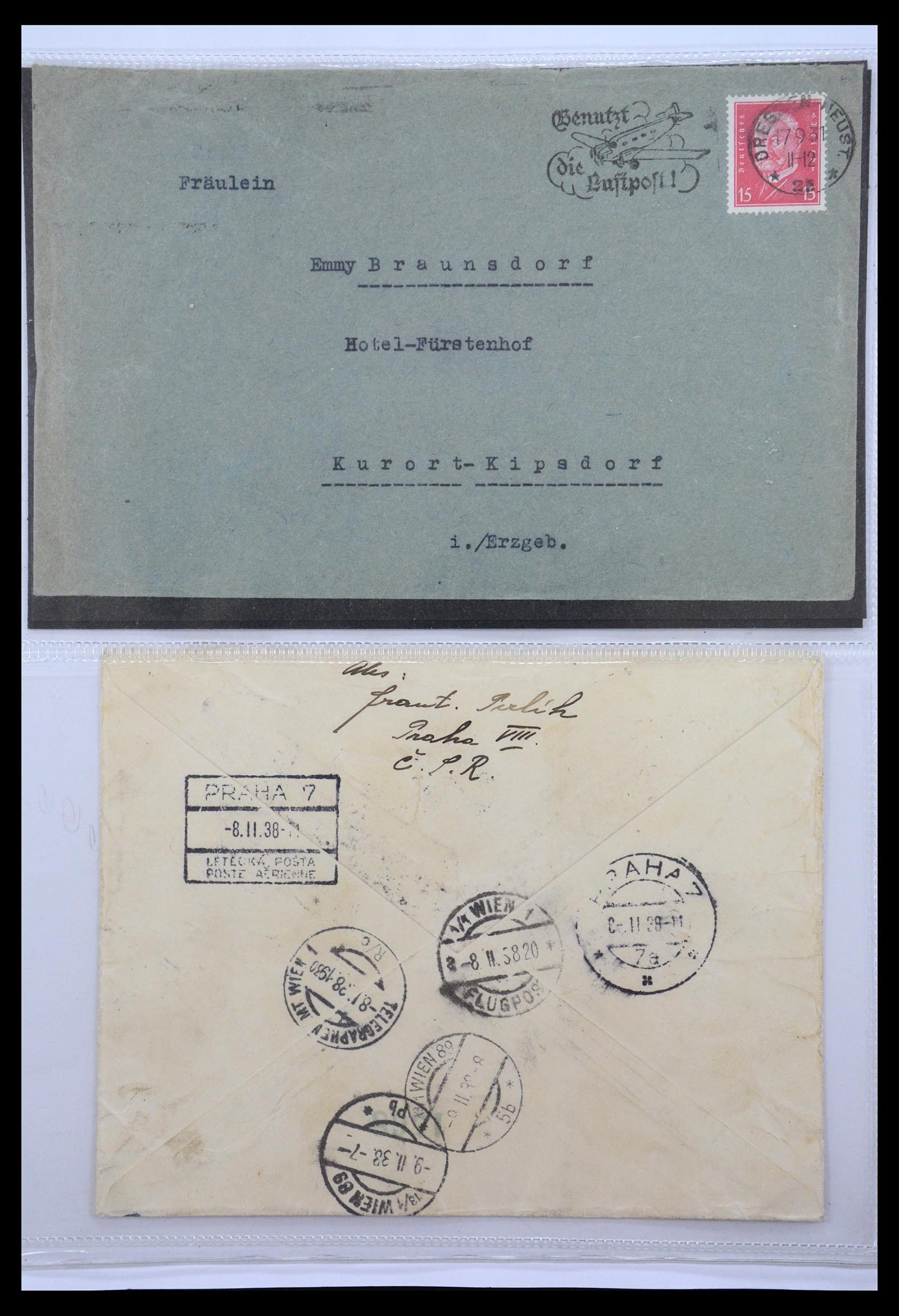 36009 082 - Postzegelverzameling 36009 Luchtpost zegels en brieven 1920-1940.
