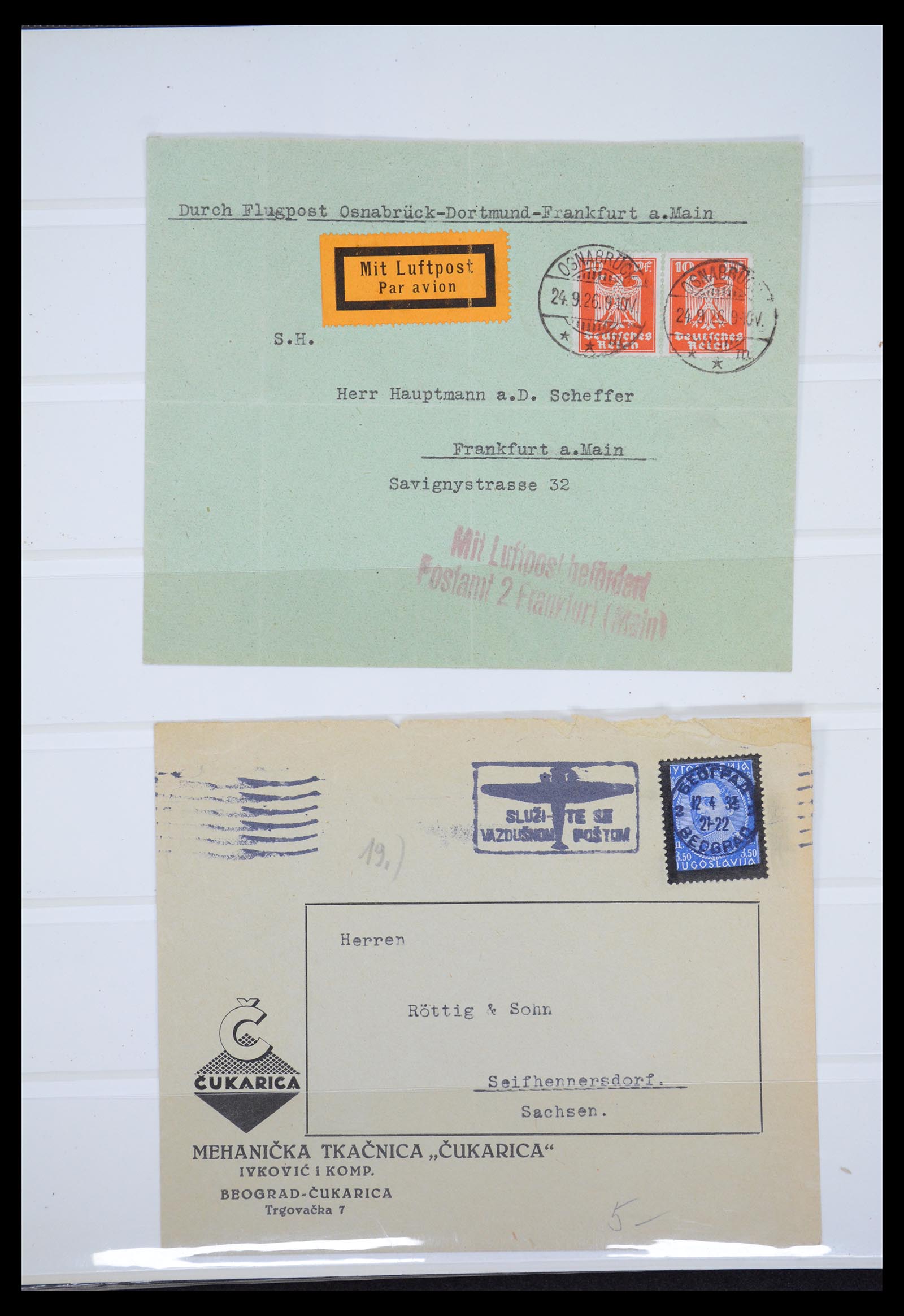36009 084 - Postzegelverzameling 36009 Luchtpost zegels en brieven 1920-1940.