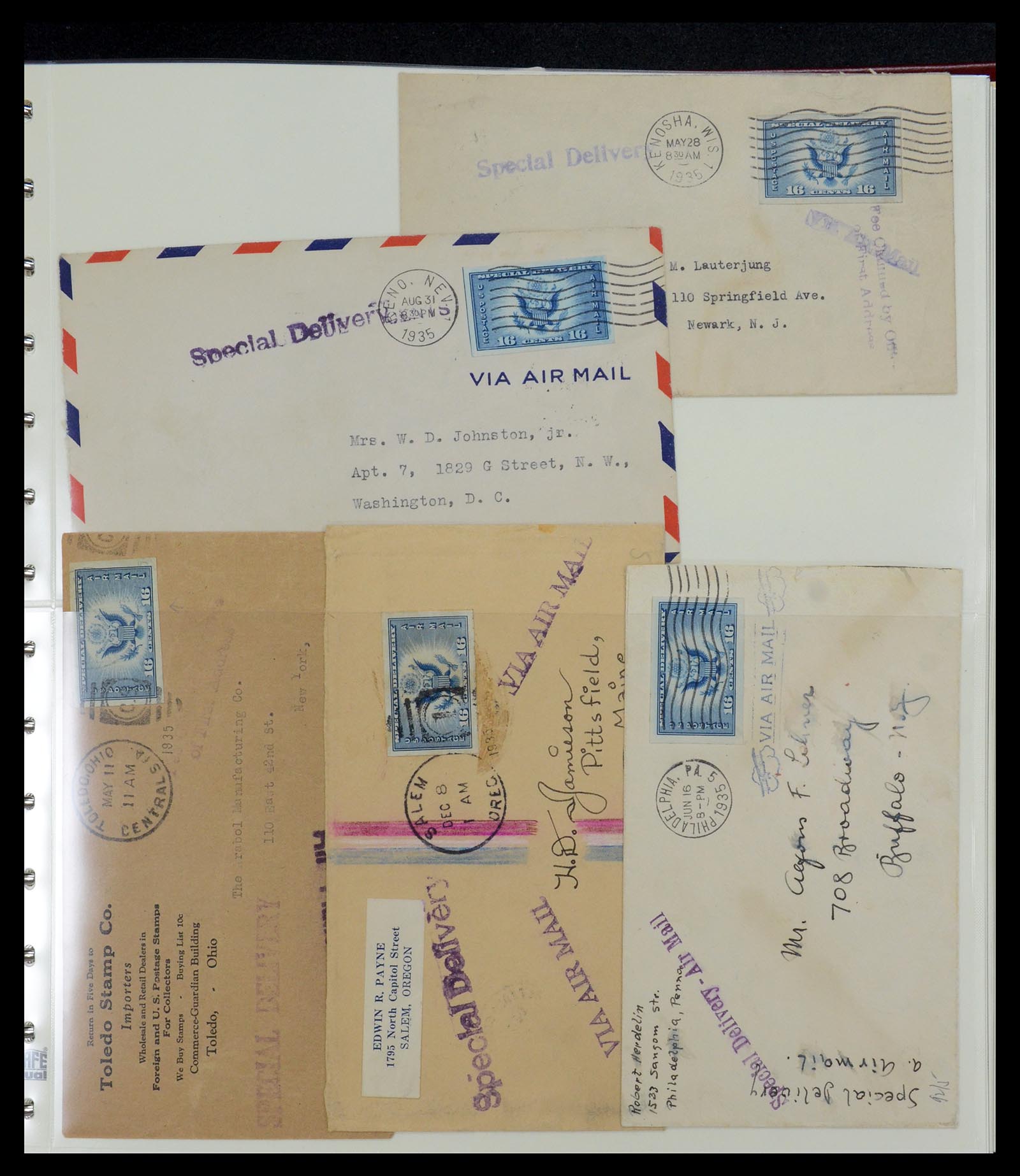 36095 035 - Postzegelverzameling 36095 USA brieven en postwaardestukken 1851-1950